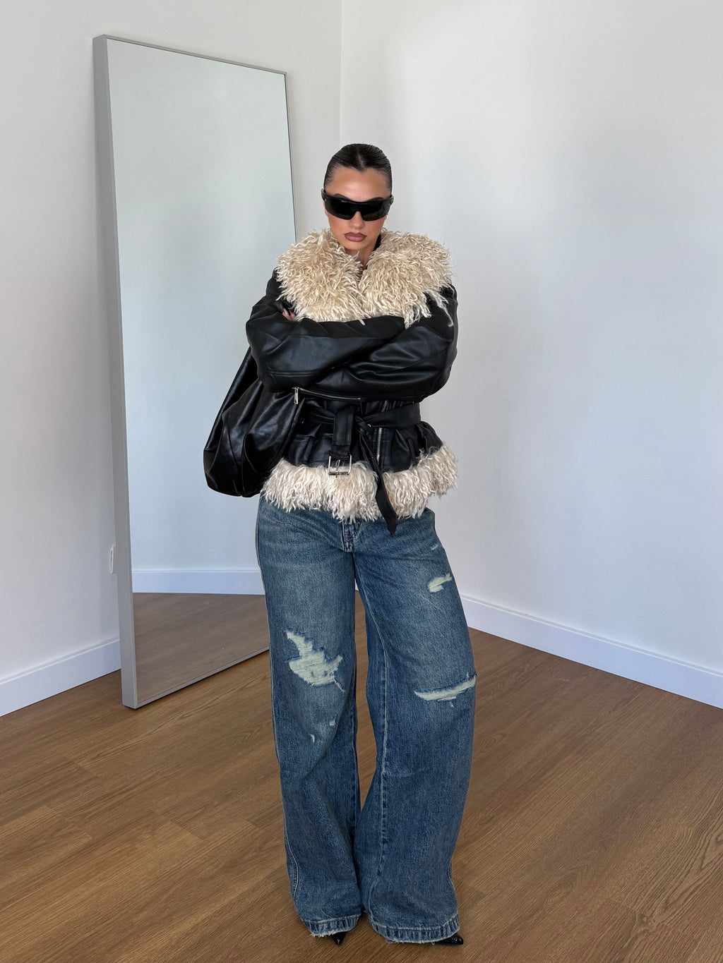 2000s FUR BIKER JACKET