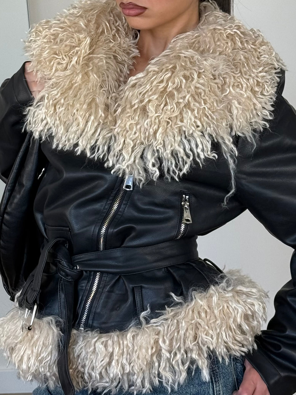 2000s FUR BIKER JACKET