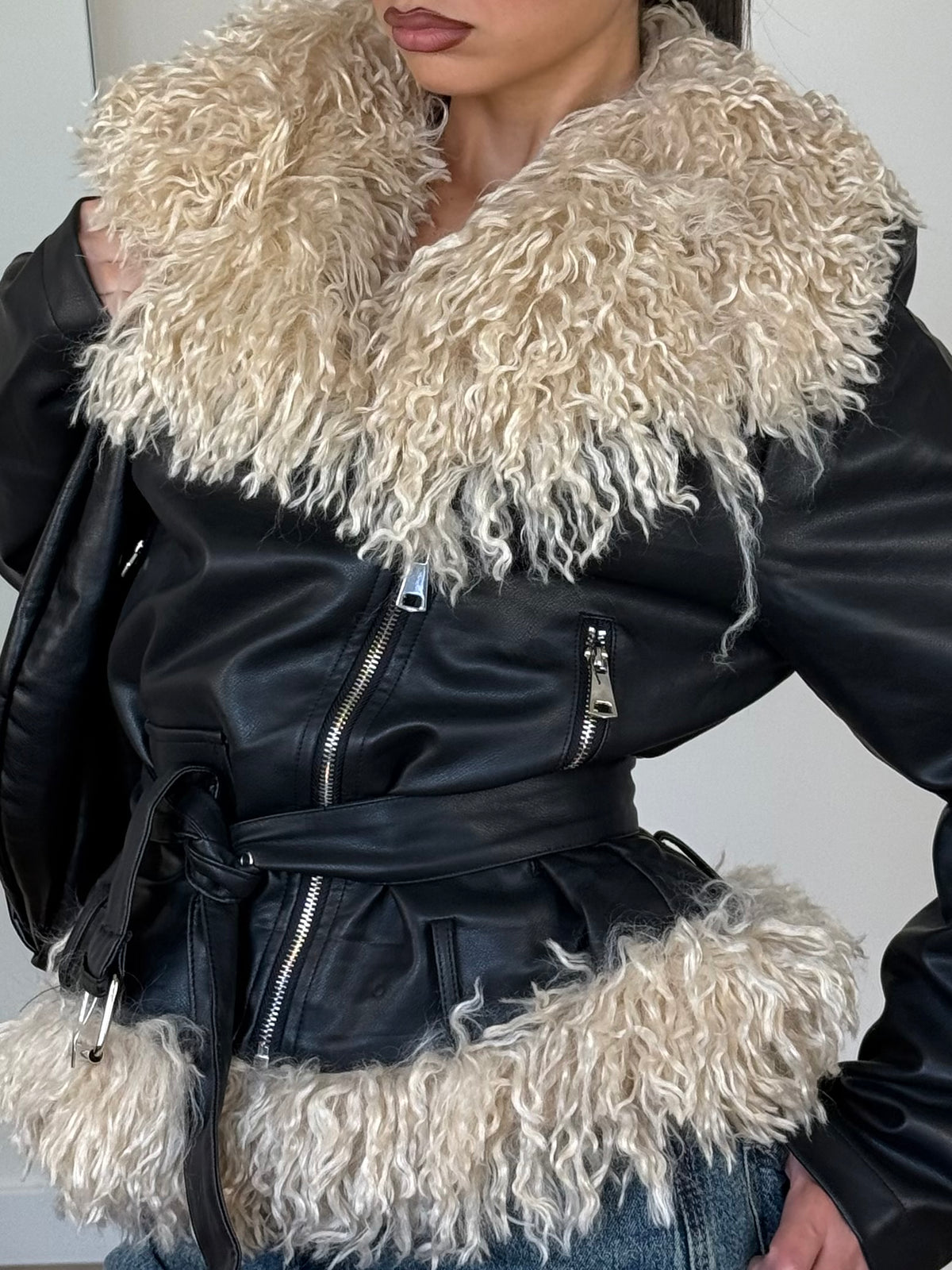 2000s FUR BIKER JACKET