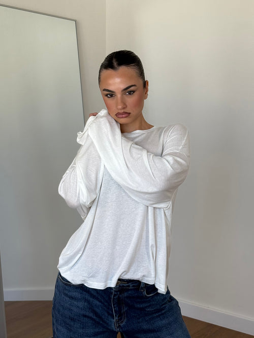 BASIC VEILED LONGSLEEVE SHIRT WHITE