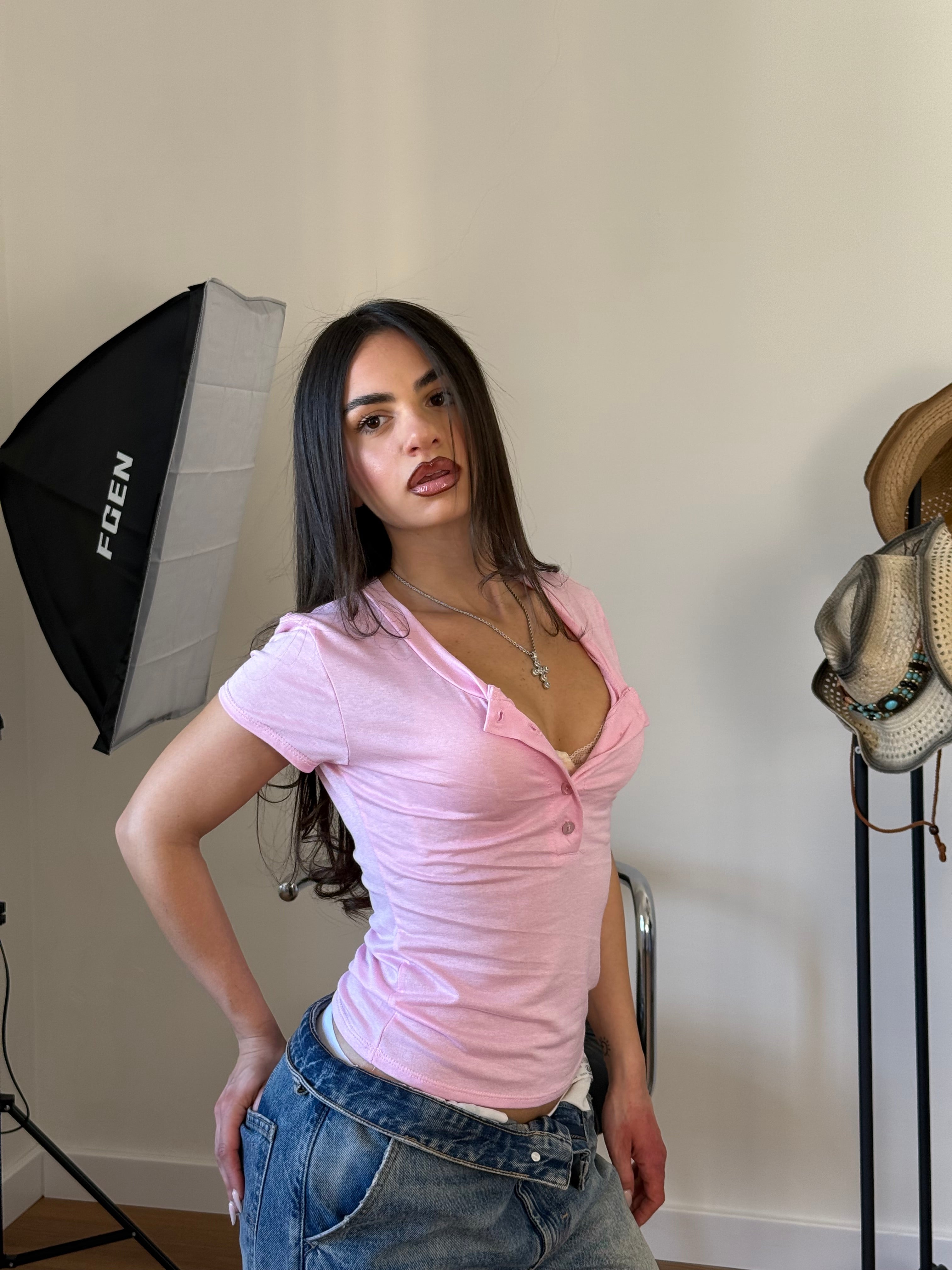 MAGLIA BUTTONS ROSA