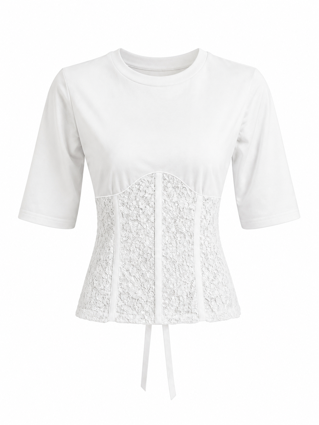 CROP SHIRT BUSTINO IN PIZZO BIANCA