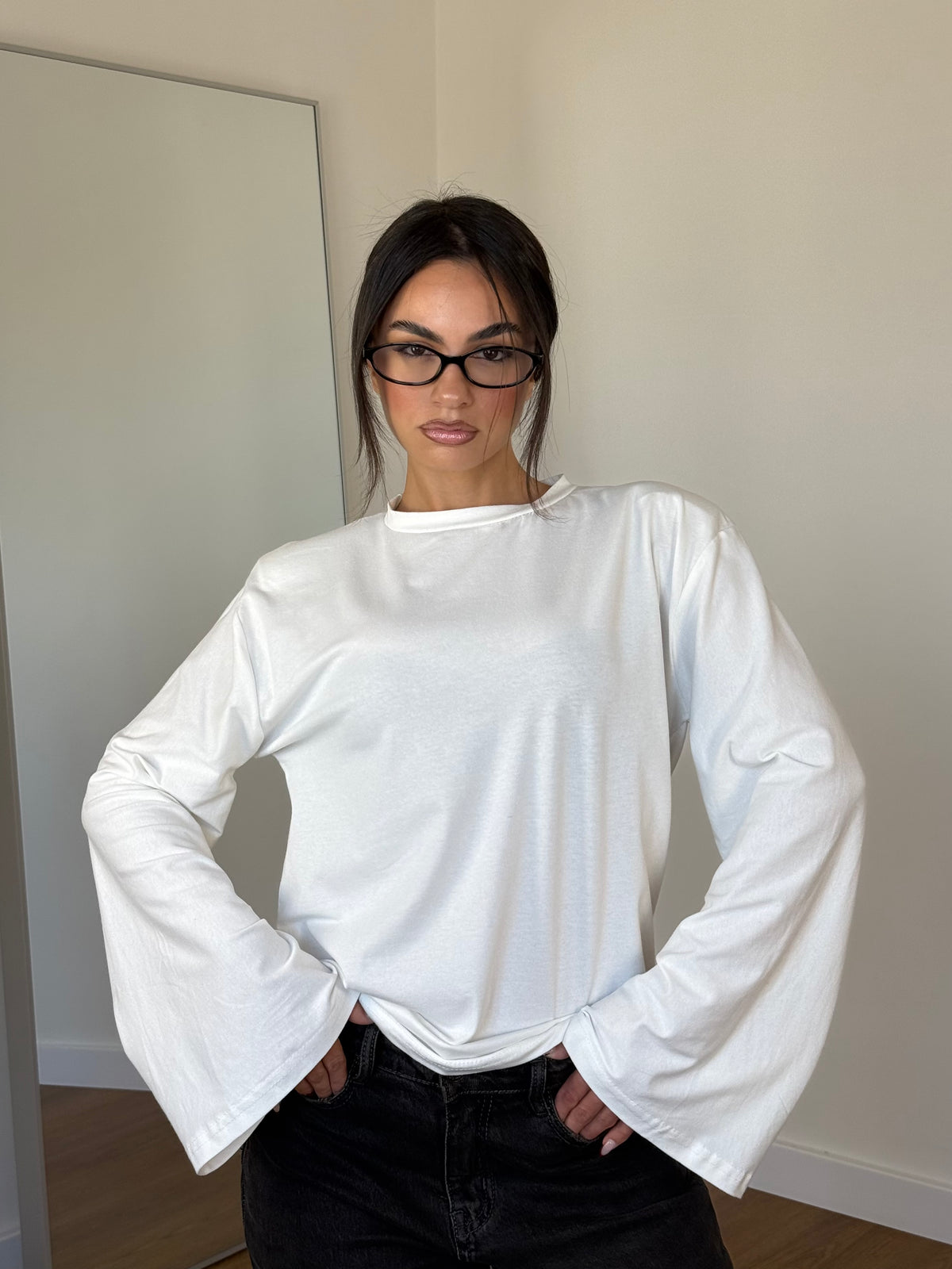 WIDE SLEEVE LONGSLEEVE SHIRT WHITE
