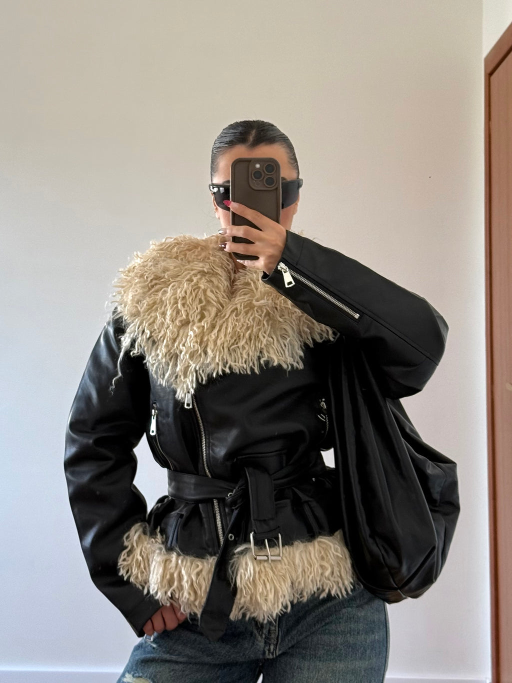 2000s FUR BIKER JACKET
