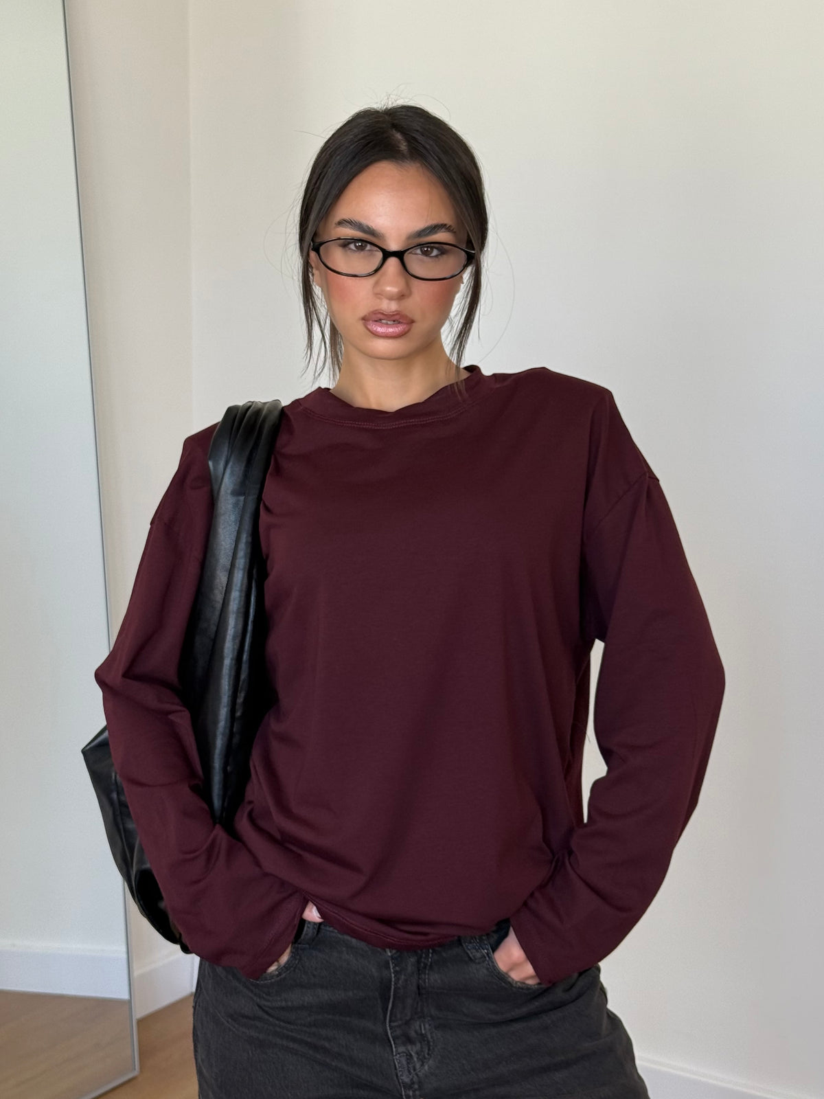 BASIC LONGSLEEVE SHIRT WINE