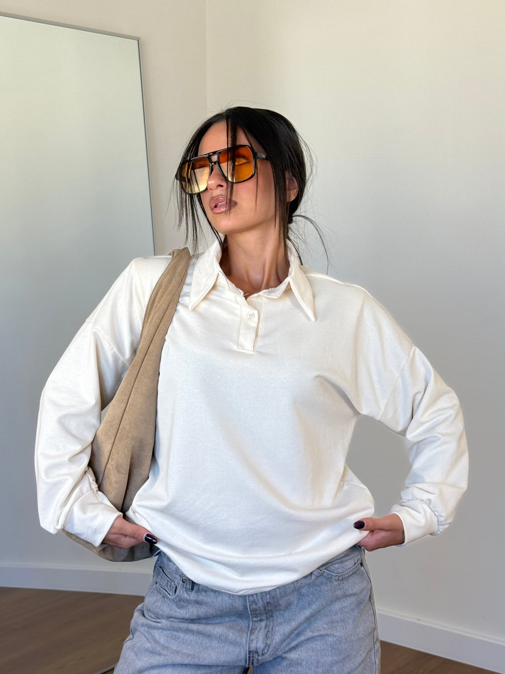 POLO LONGSLEEVE SHIRT CREAME