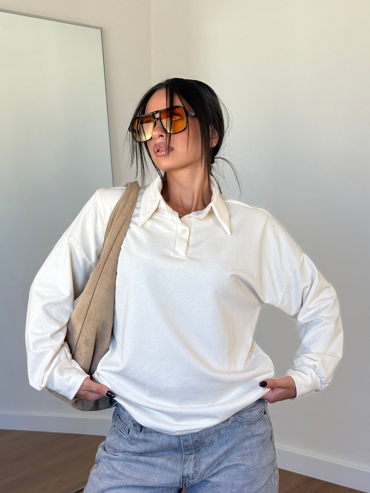 POLO LONGSLEEVE SHIRT CREAME