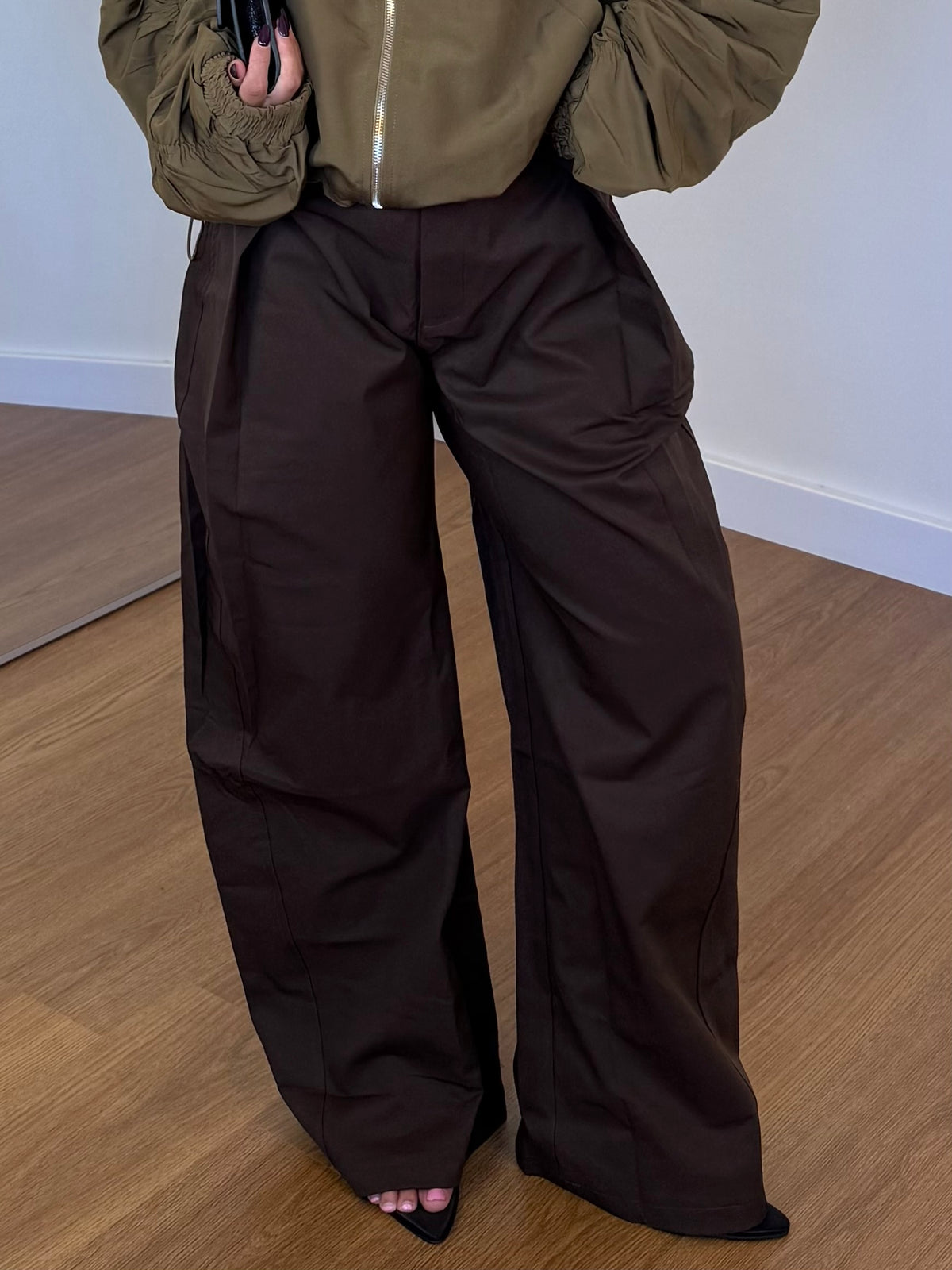 STRUCTURED WIDE PANT BROWN