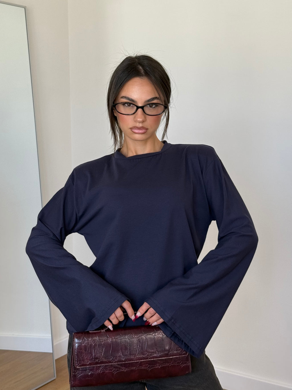WIDE SLEEVE LONGSLEEVE SHIRT BLUE