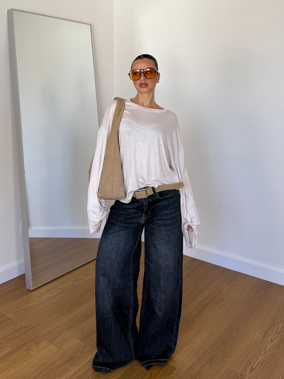 BASIC VEILED LONGSLEEVE SHIRT CREAME