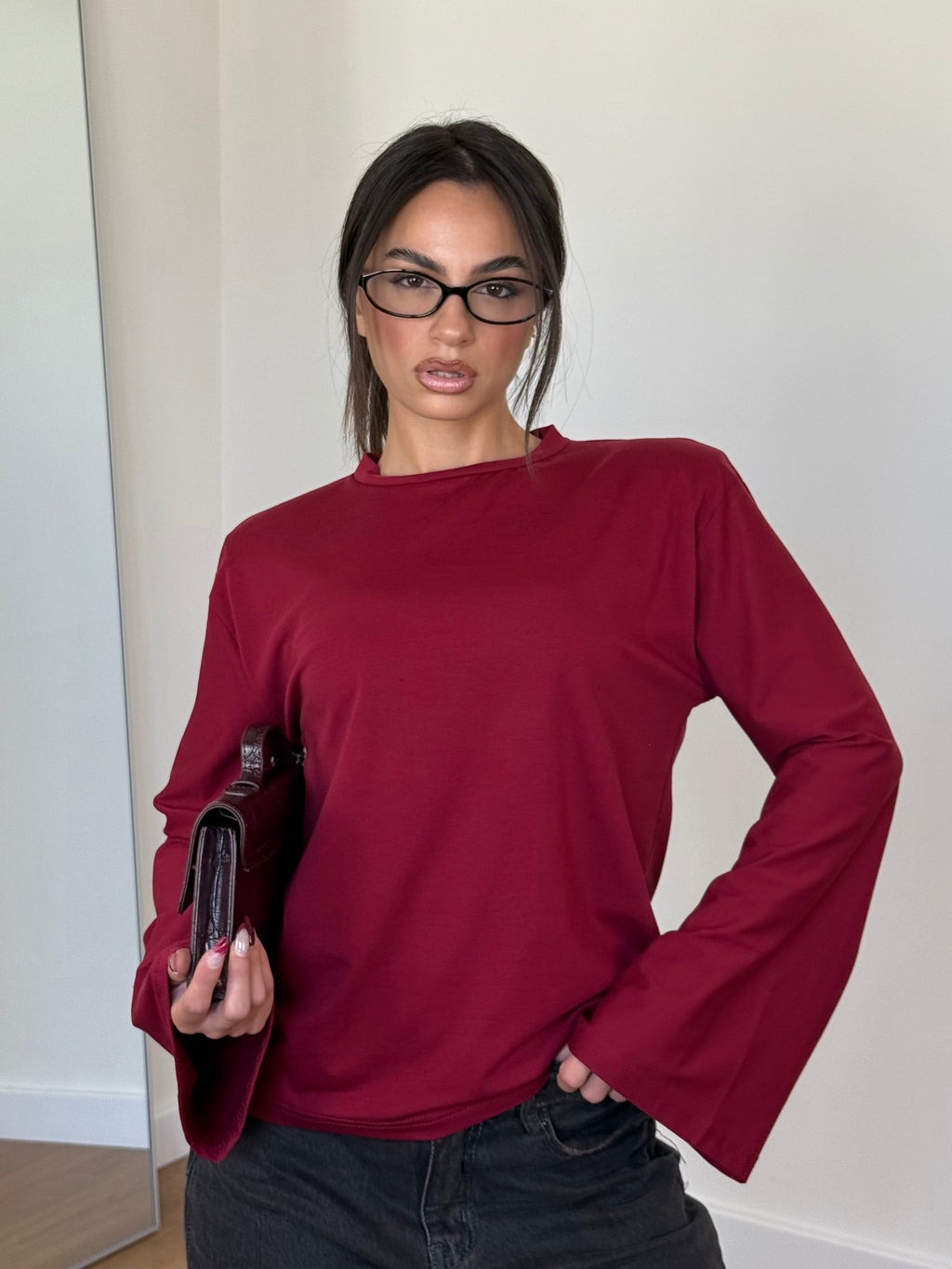 WIDE SLEEVE LONGSLEEVE SHIRT WINE