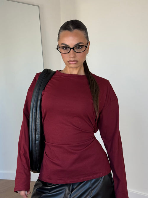 BUSTIER LONGSLEEVE SHIRT WINE