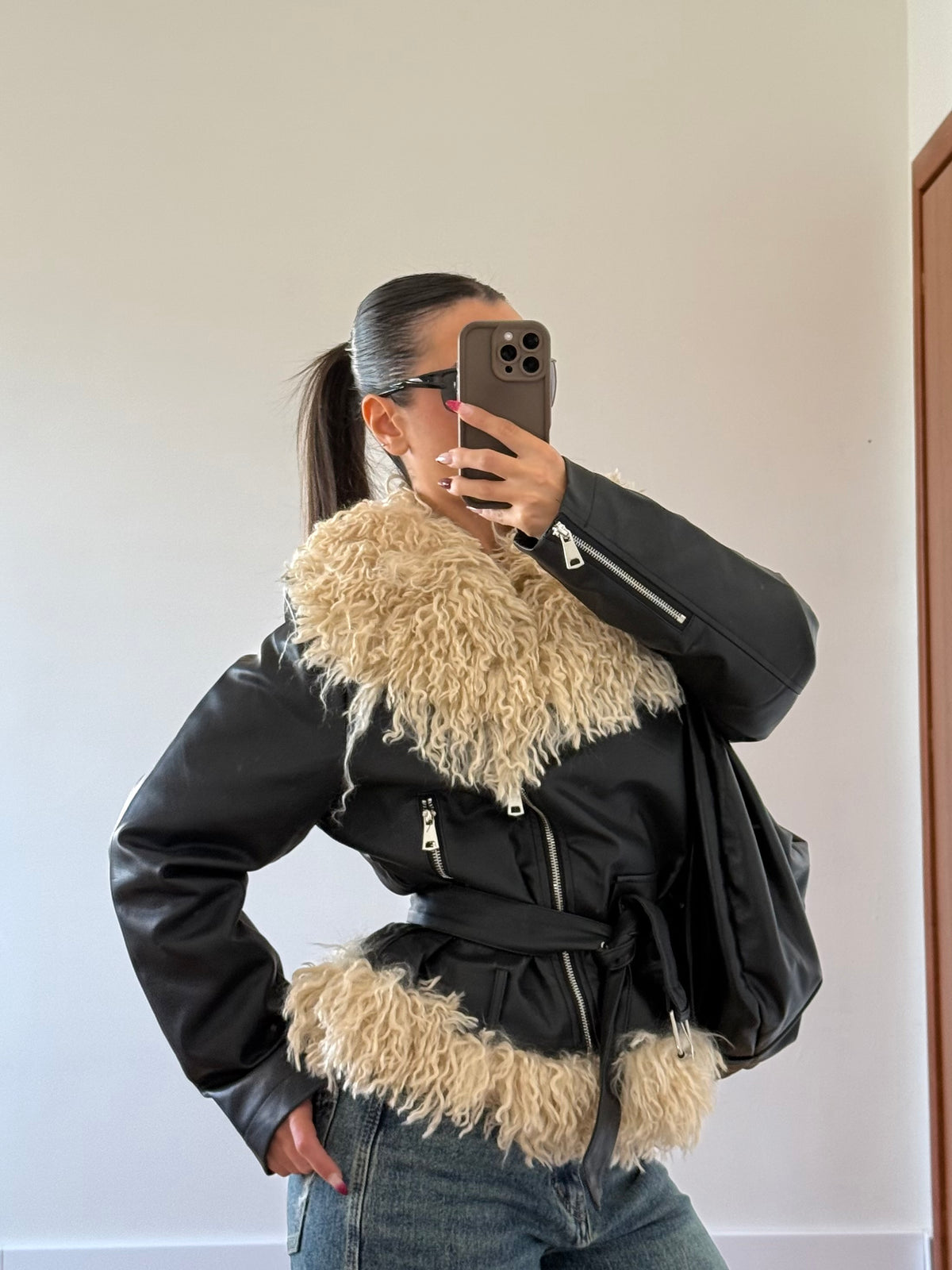 2000s FUR BIKER JACKET