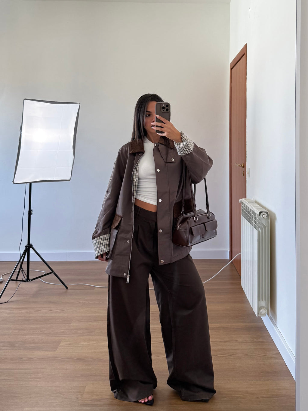 ASYMMETRICAL WIDE PANT BROWN