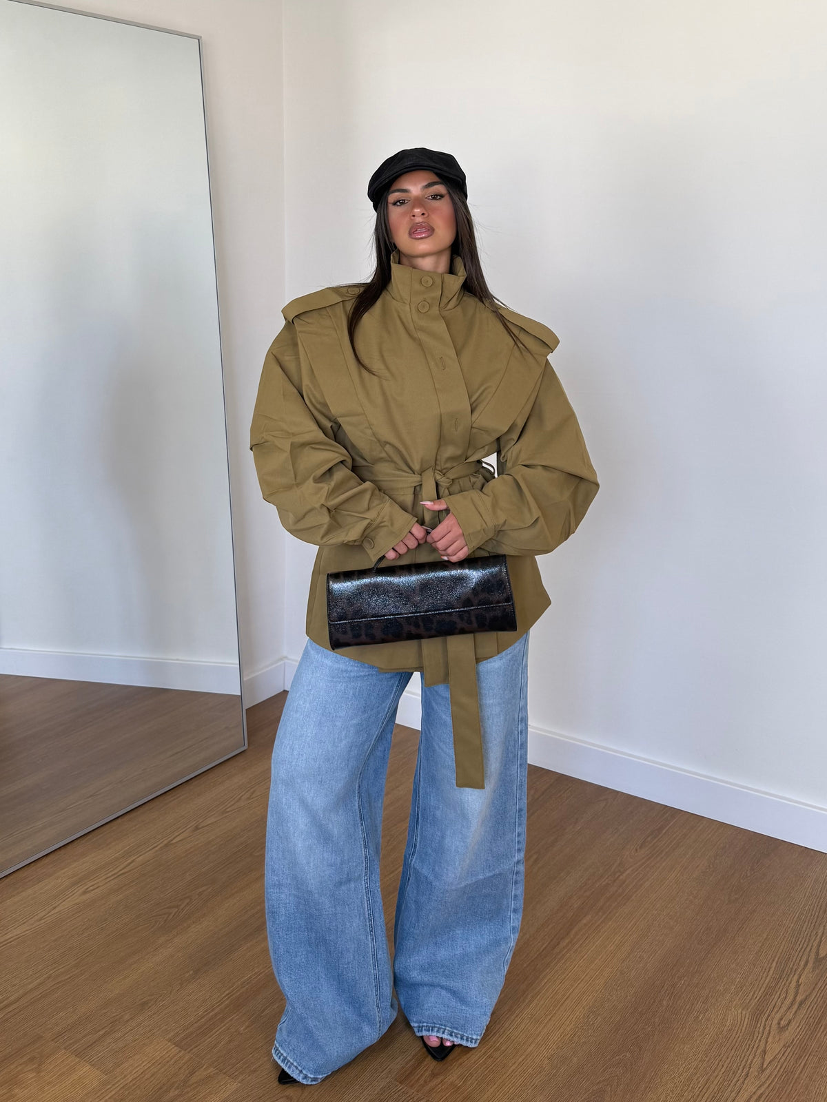 FUNNEL-NECK TRENCH GREEN