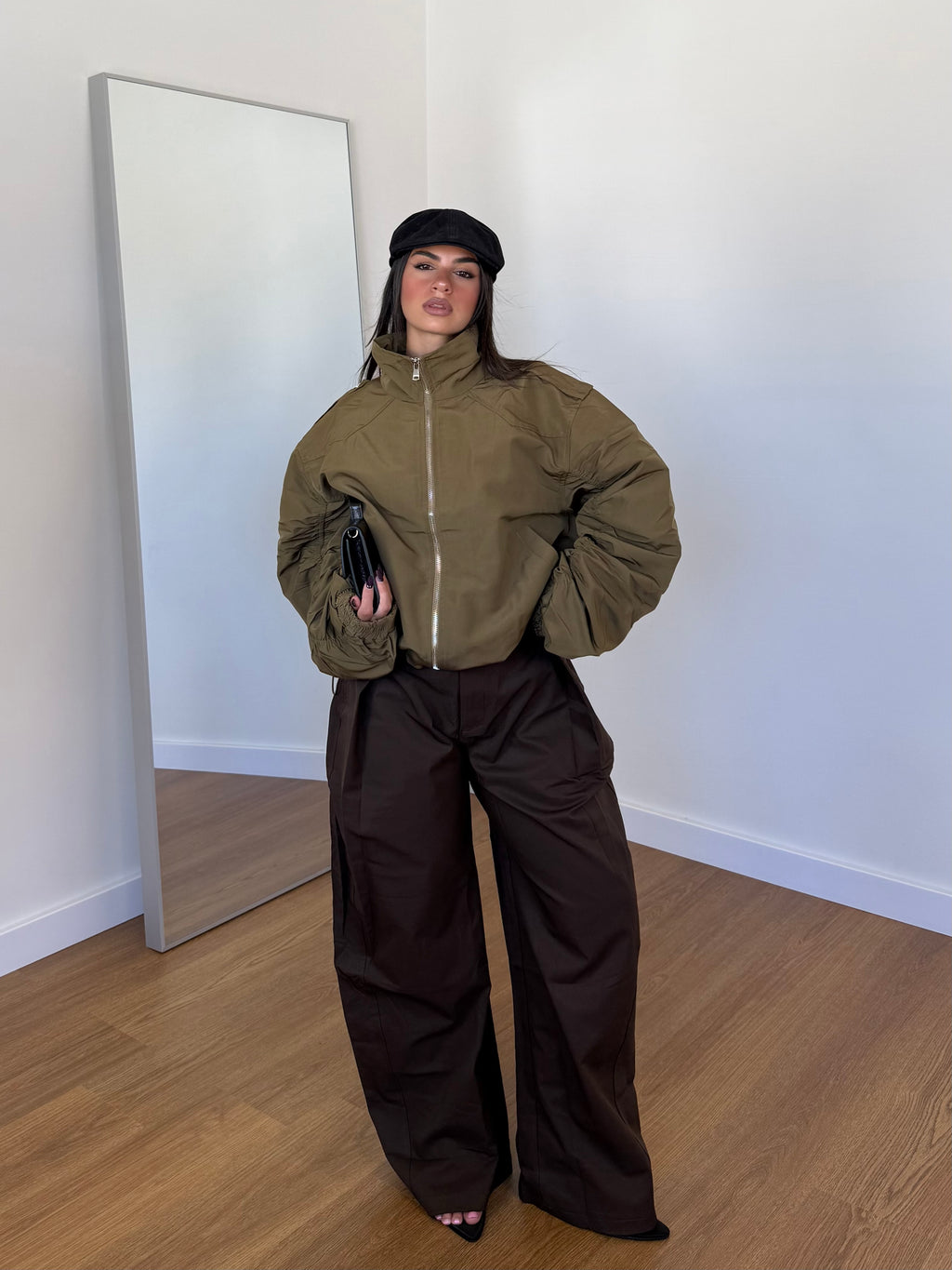 STRUCTURED WIDE PANT BROWN