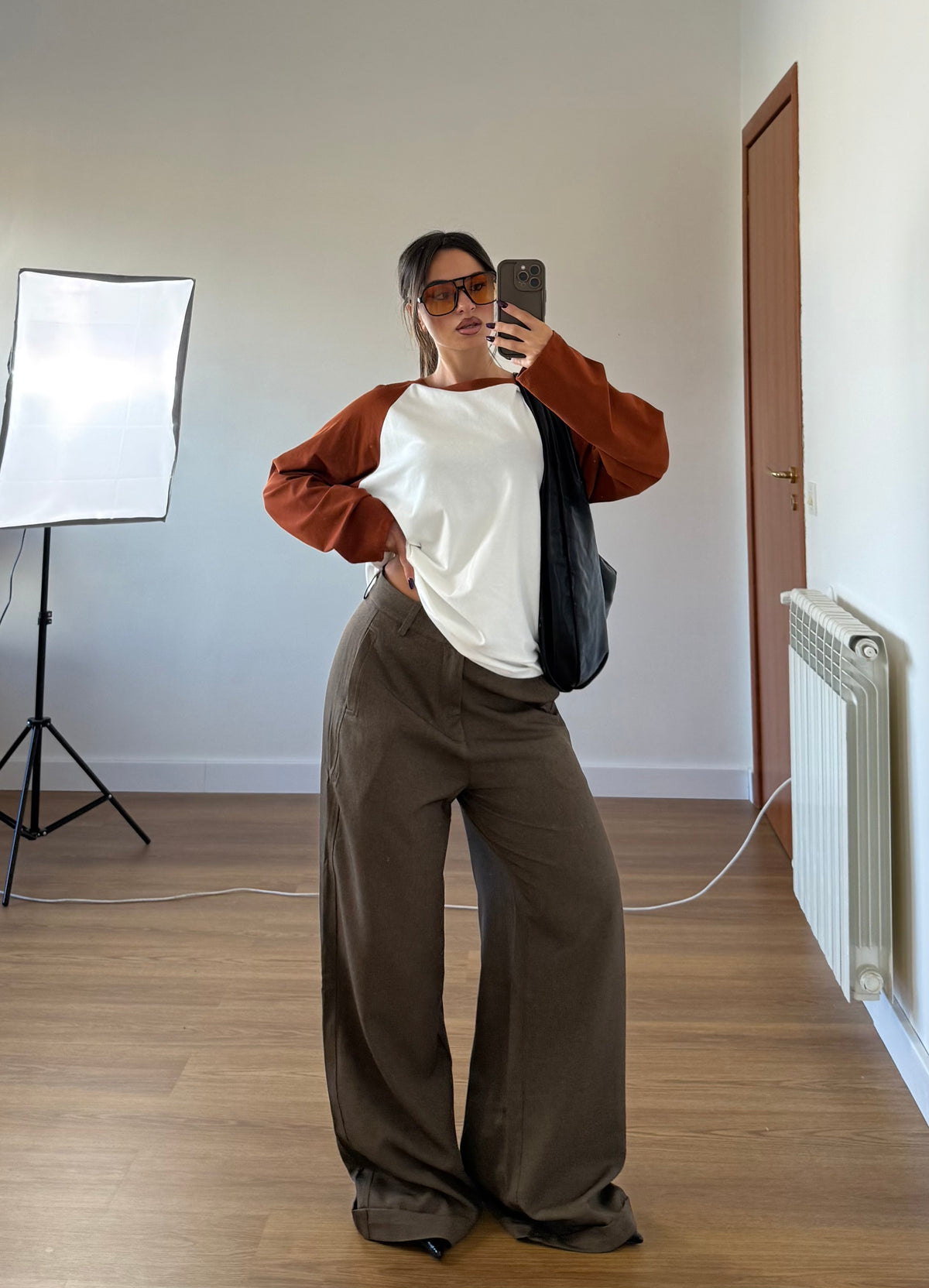 EXTRABASIC WIDE PANT BROWN