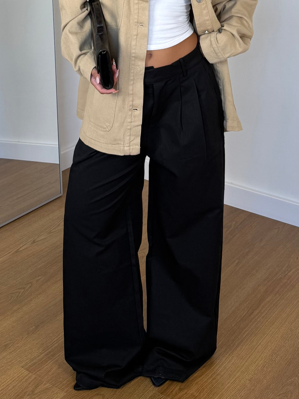 ASYMMETRICAL WIDE PANT NERO