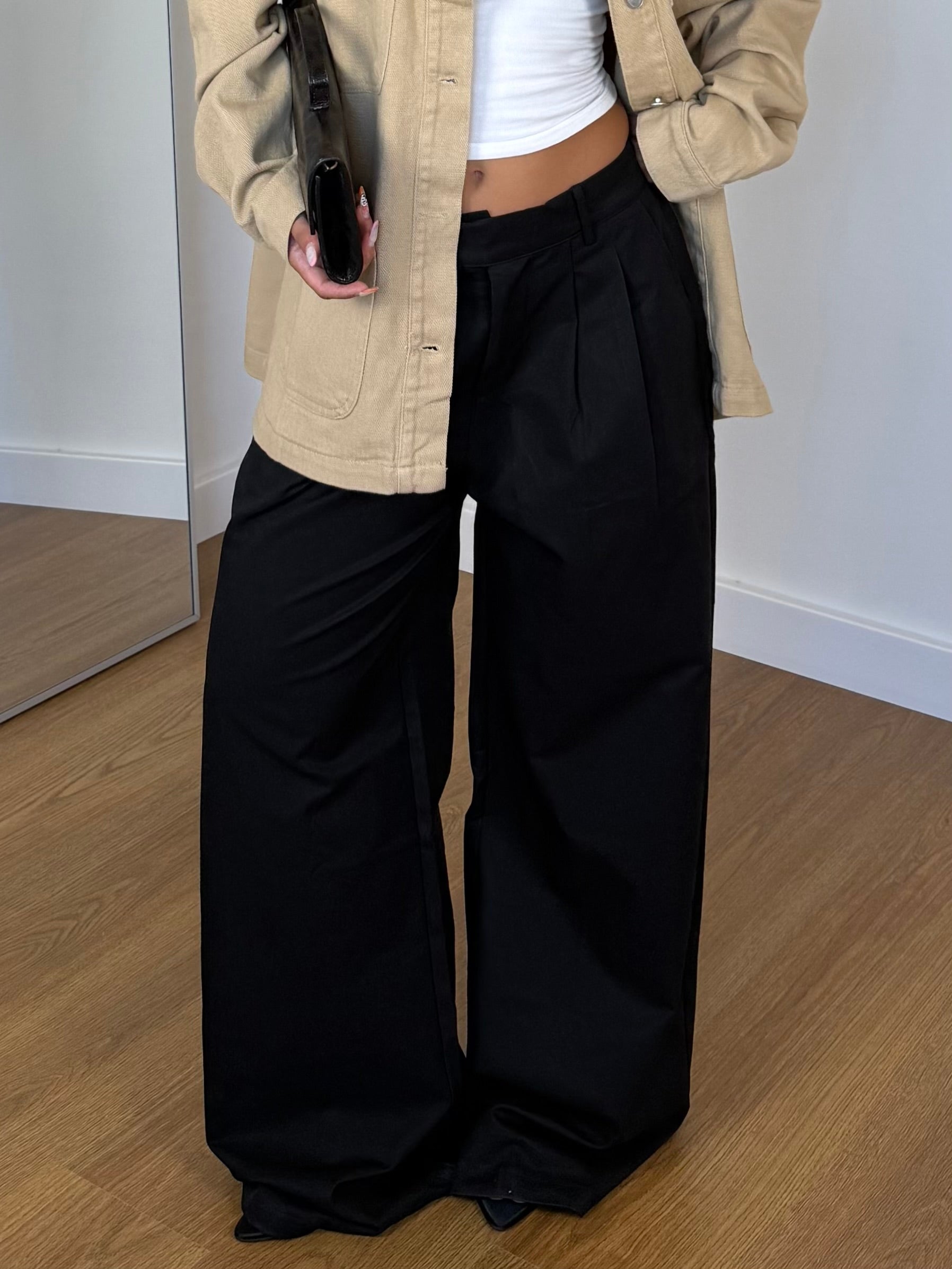 ASYMMETRICAL WIDE PANT NERO