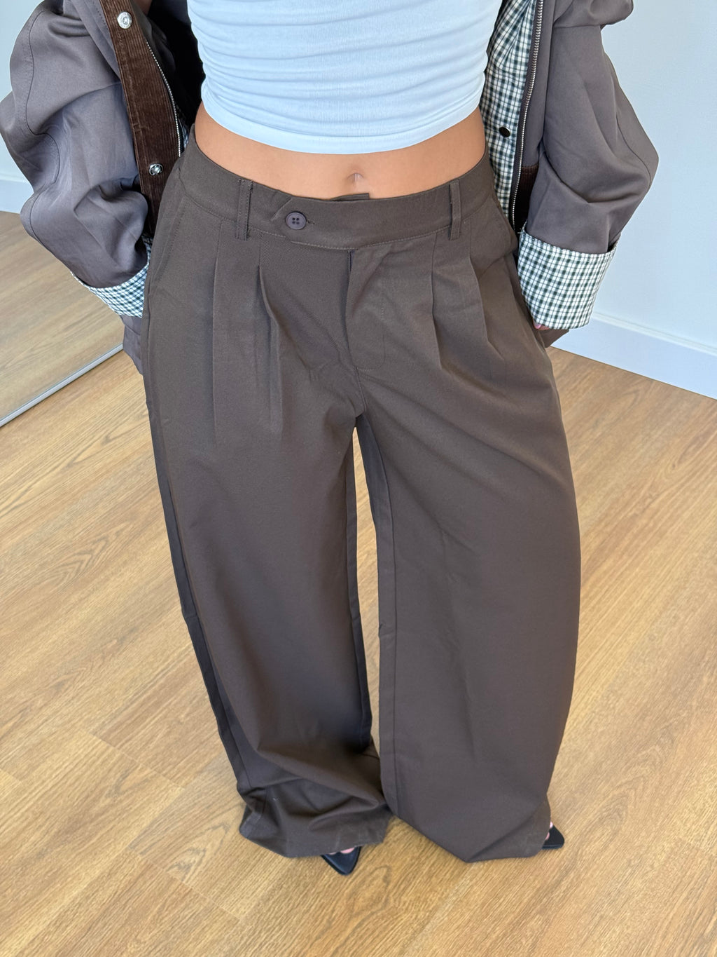 ASYMMETRICAL WIDE PANT BROWN