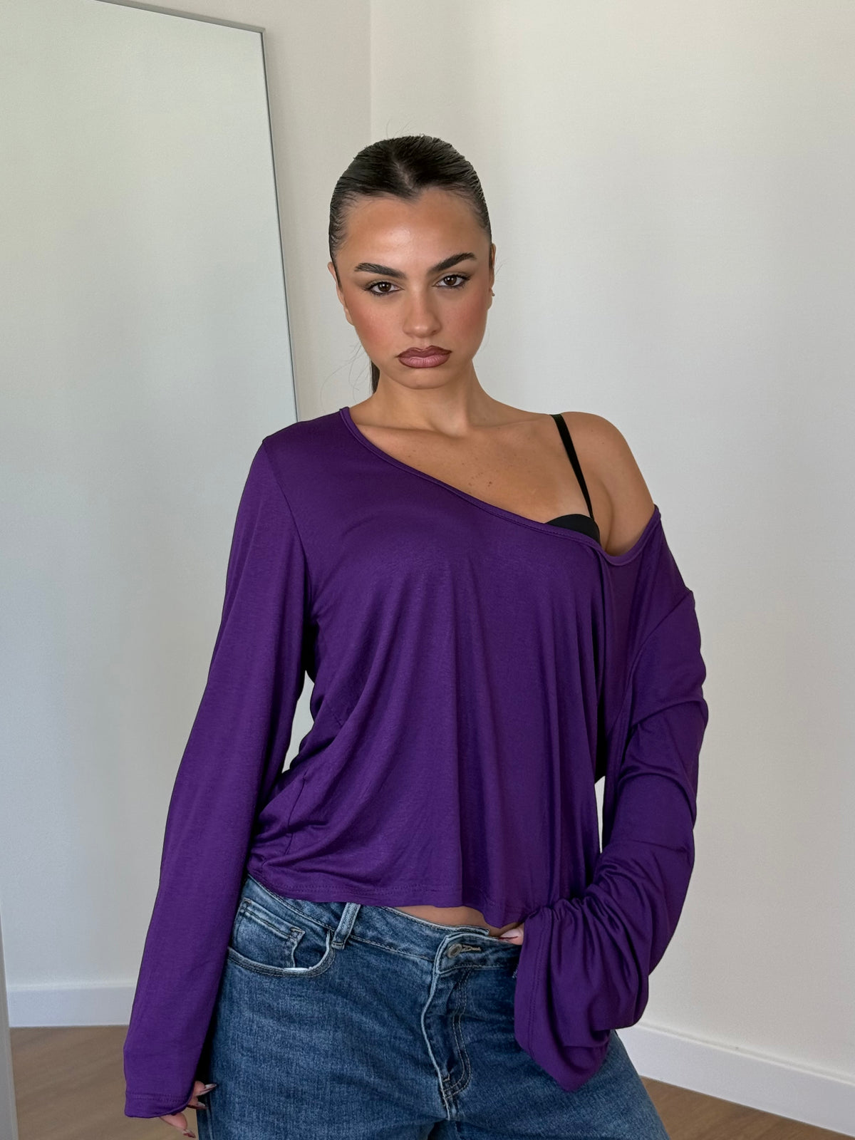 VEILED V LONGSLEEVE SHIRT PURPLE