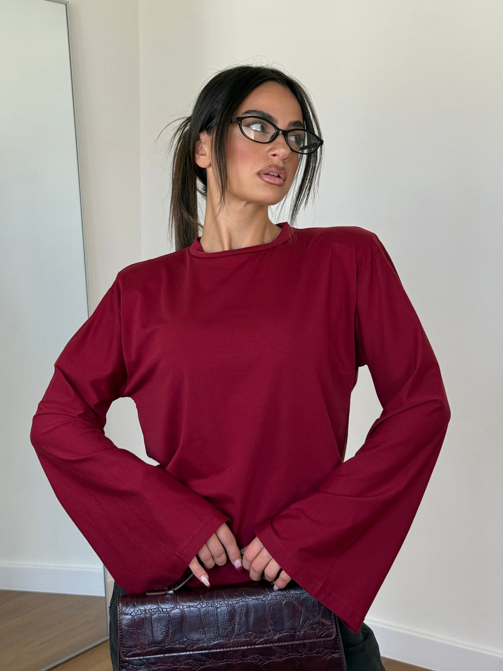 WIDE SLEEVE LONGSLEEVE SHIRT WINE