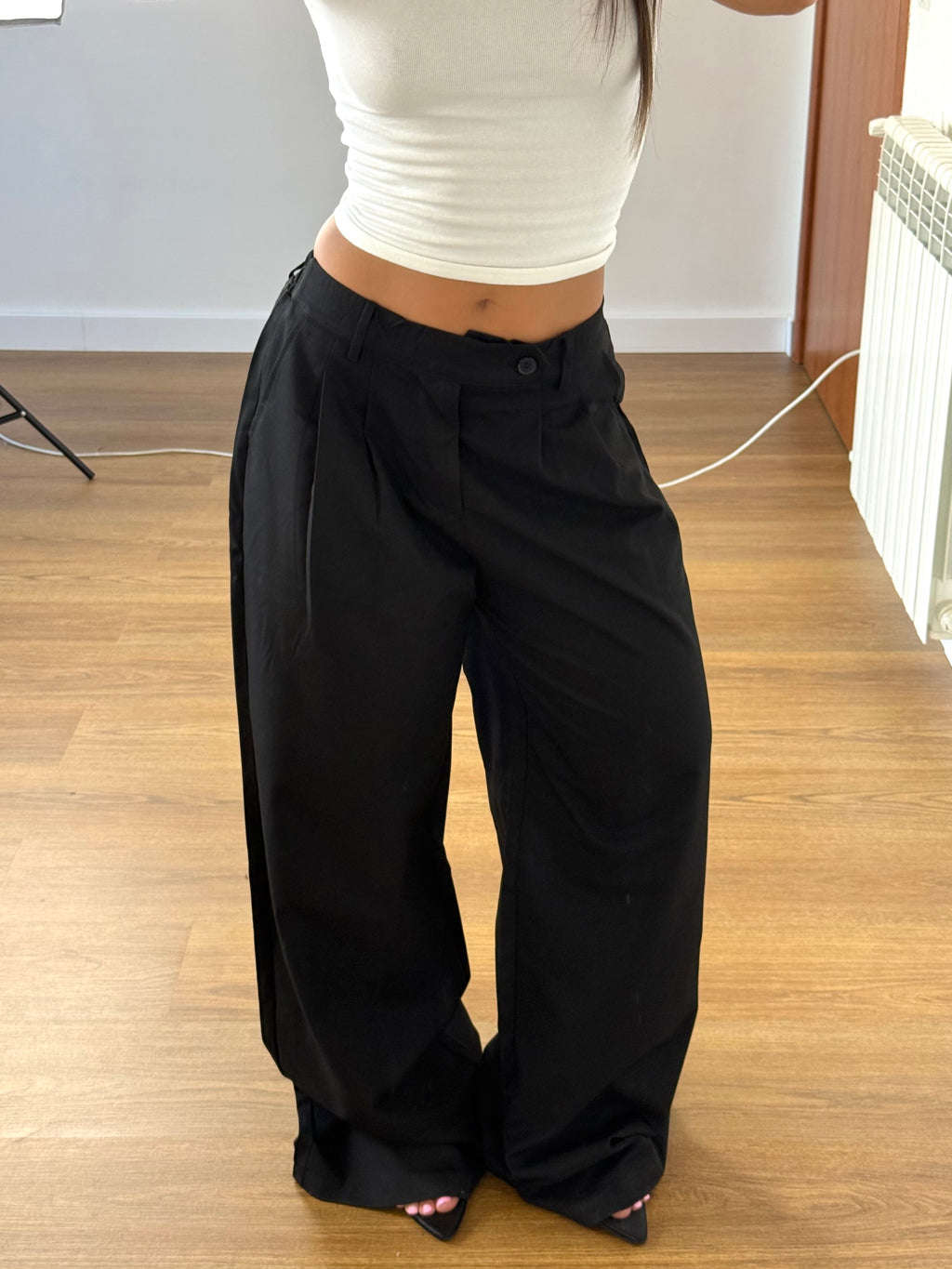 ASYMMETRICAL WIDE PANT NERO