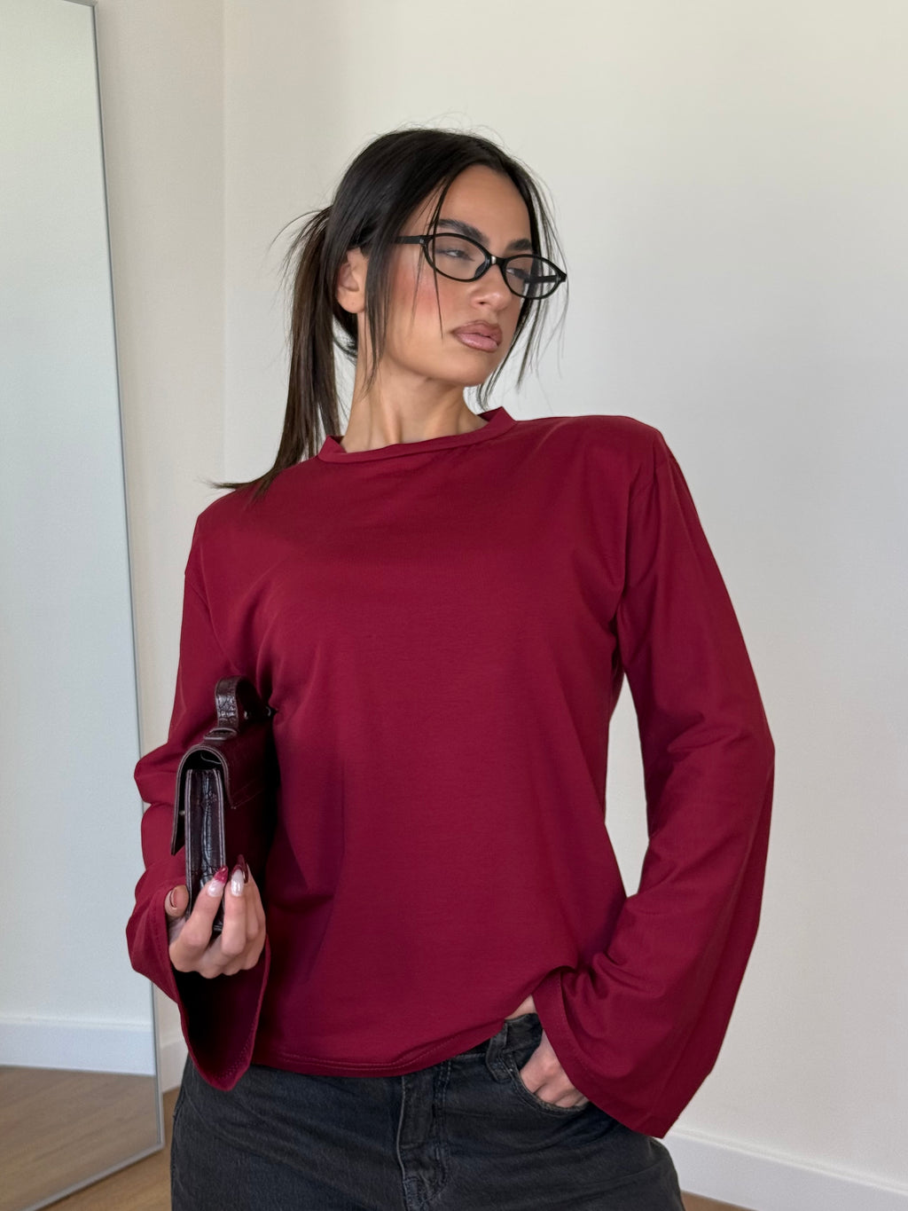 WIDE SLEEVE LONGSLEEVE SHIRT WINE