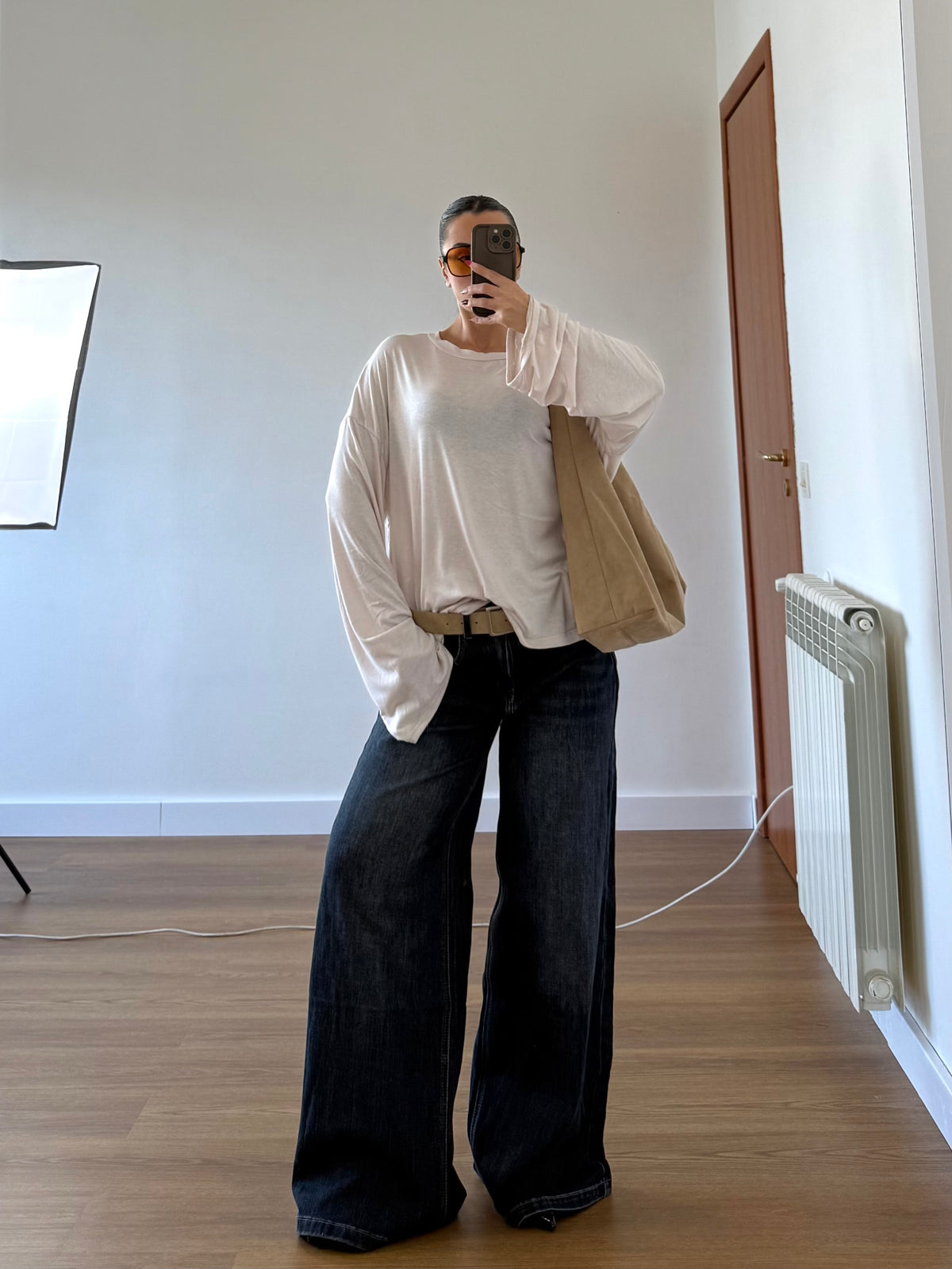 BASIC VEILED LONGSLEEVE SHIRT CREAME