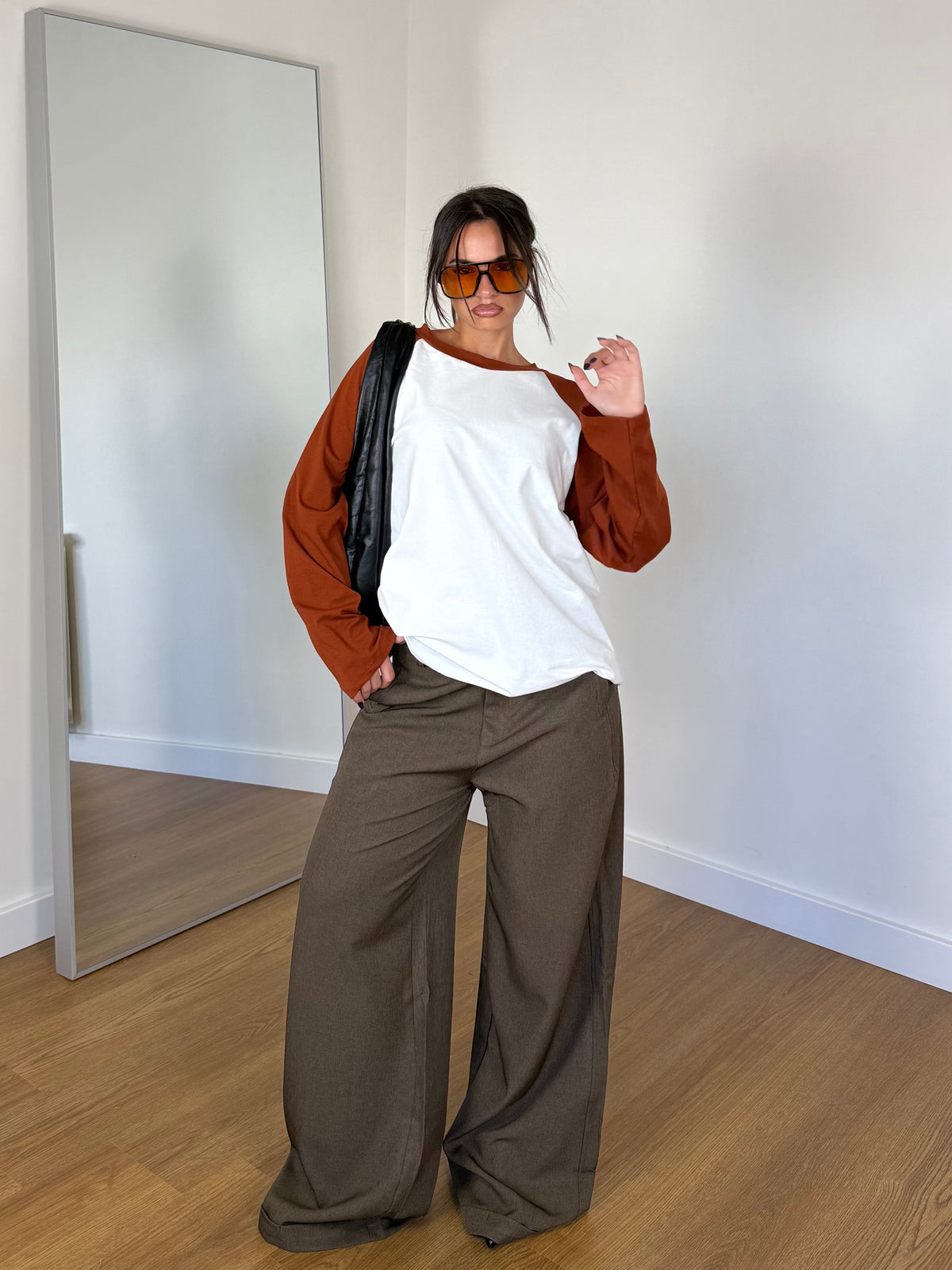 EXTRABASIC WIDE PANT BROWN