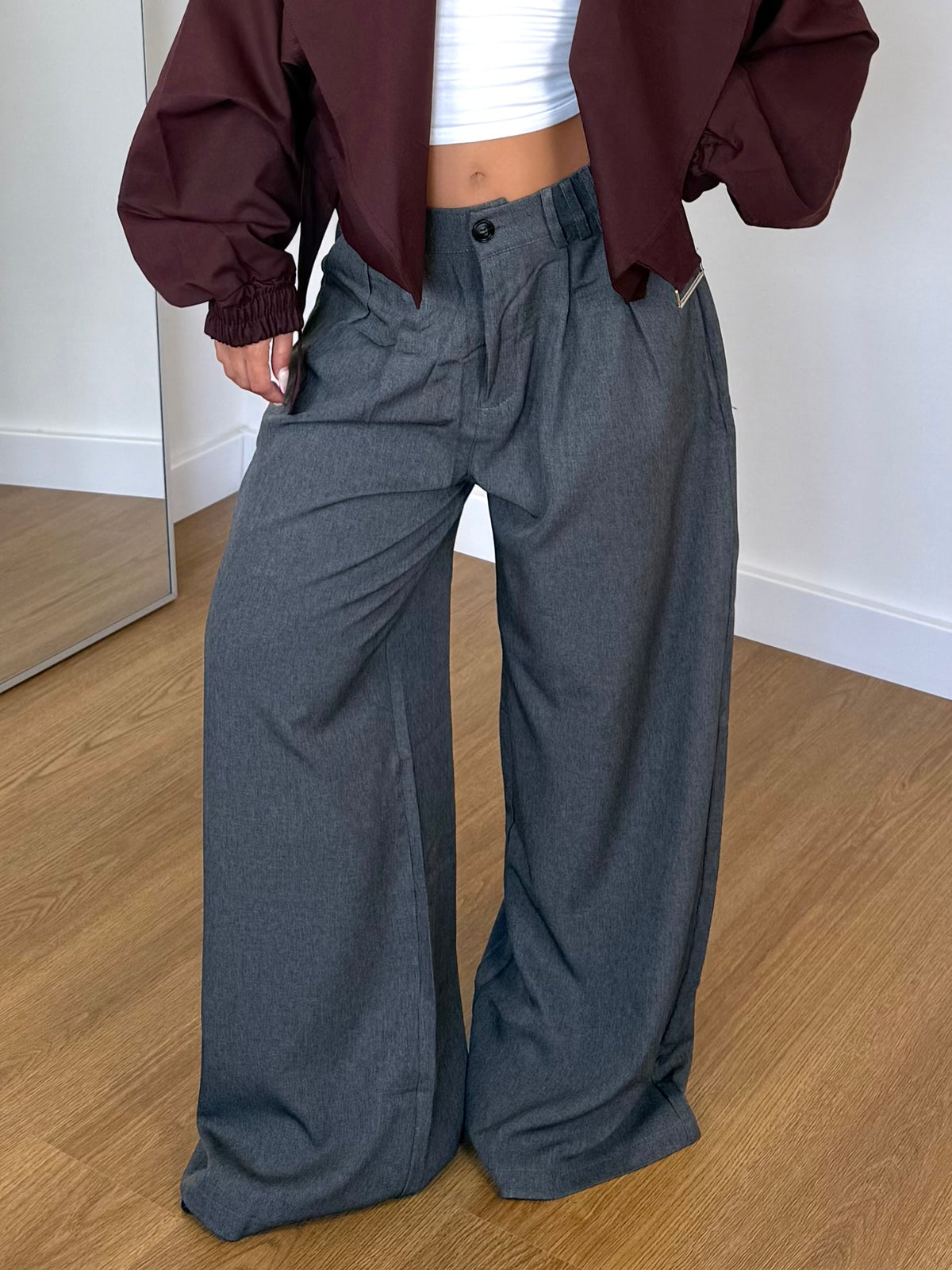 WIDE HAILEY B. PANT GREY
