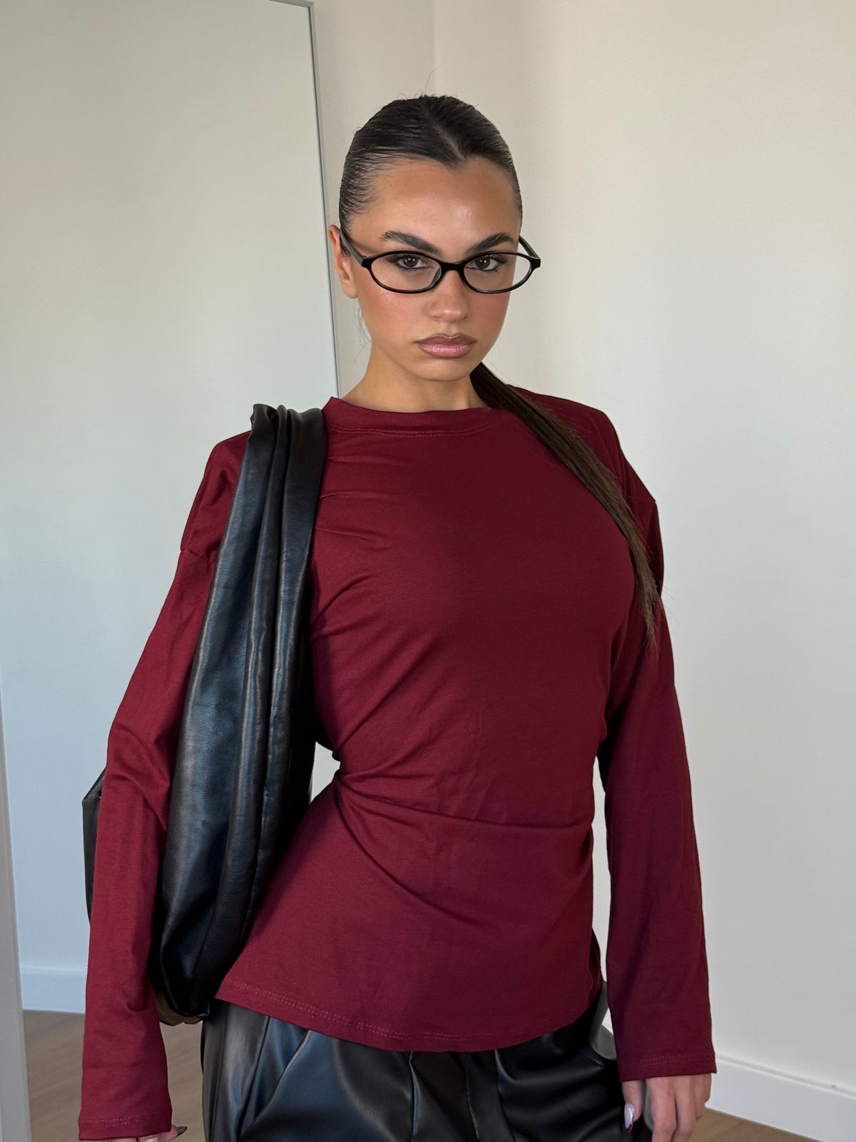 BUSTIER LONGSLEEVE SHIRT WINE