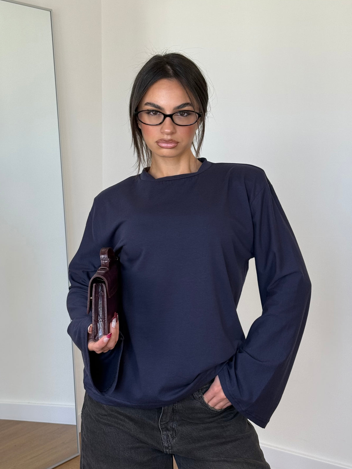 WIDE SLEEVE LONGSLEEVE SHIRT BLUE