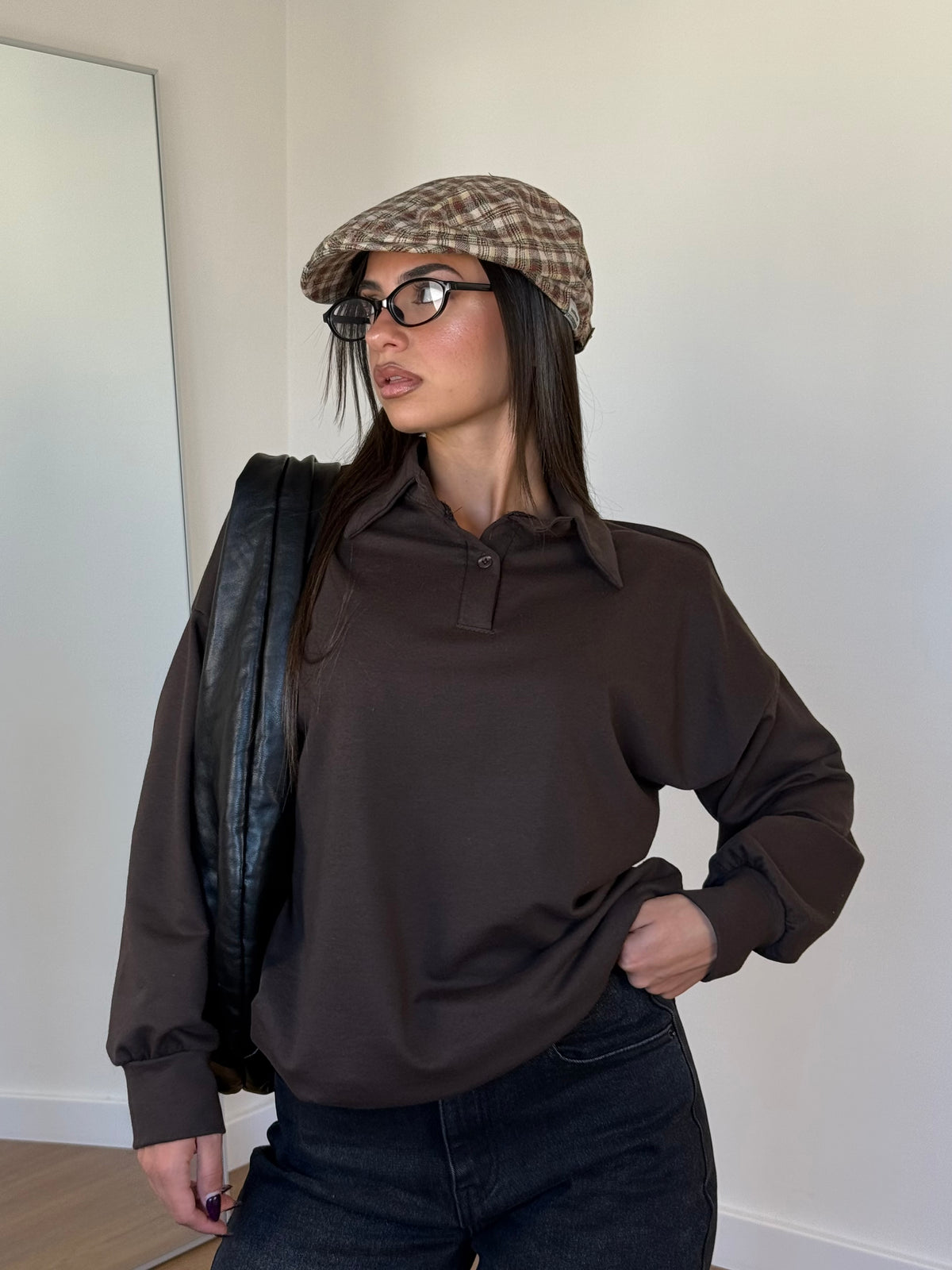 POLO LONGSLEEVE SHIRT BROWN