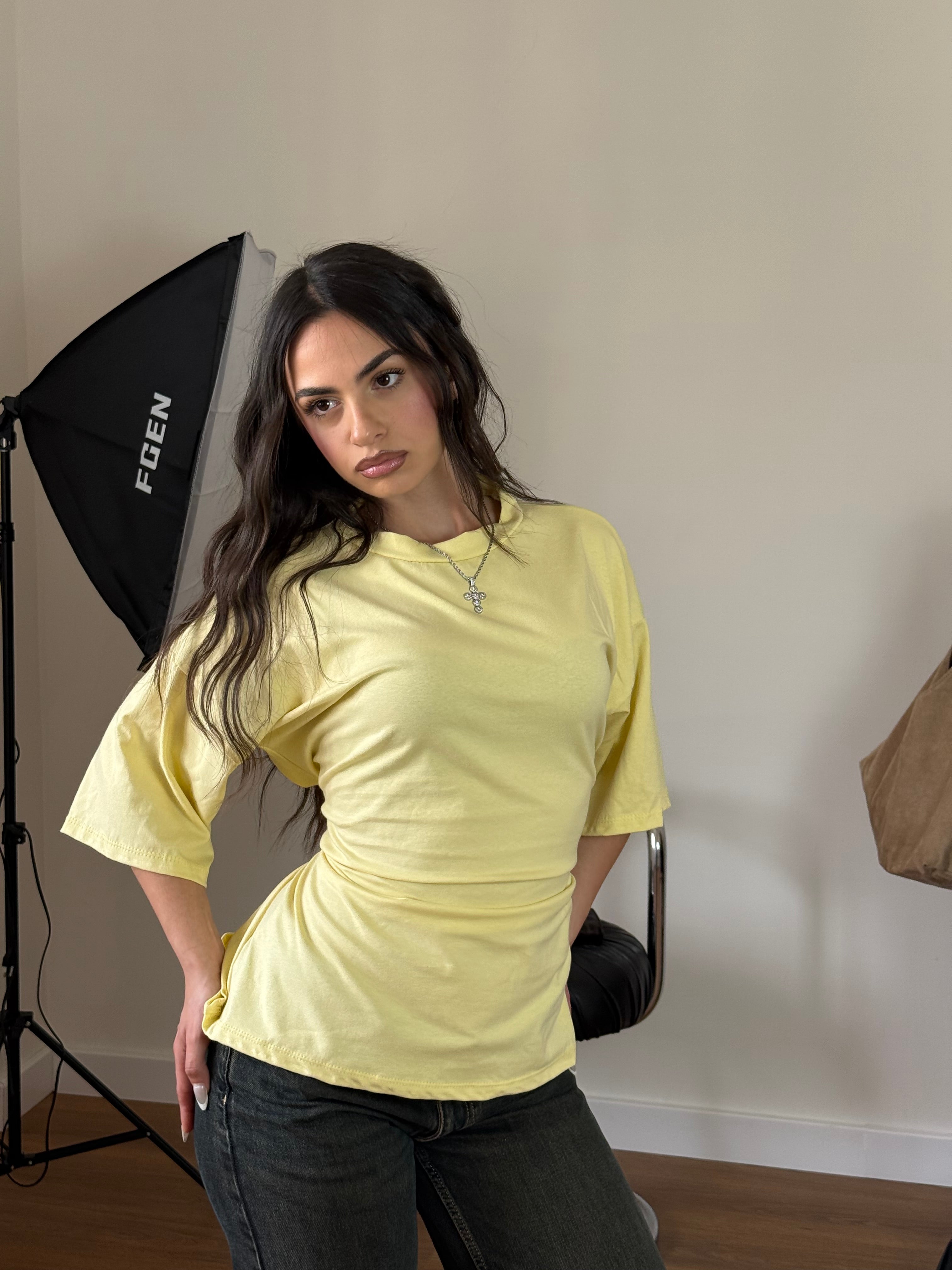 T-SHIRT EFFETTO BUSTINO GIALLA