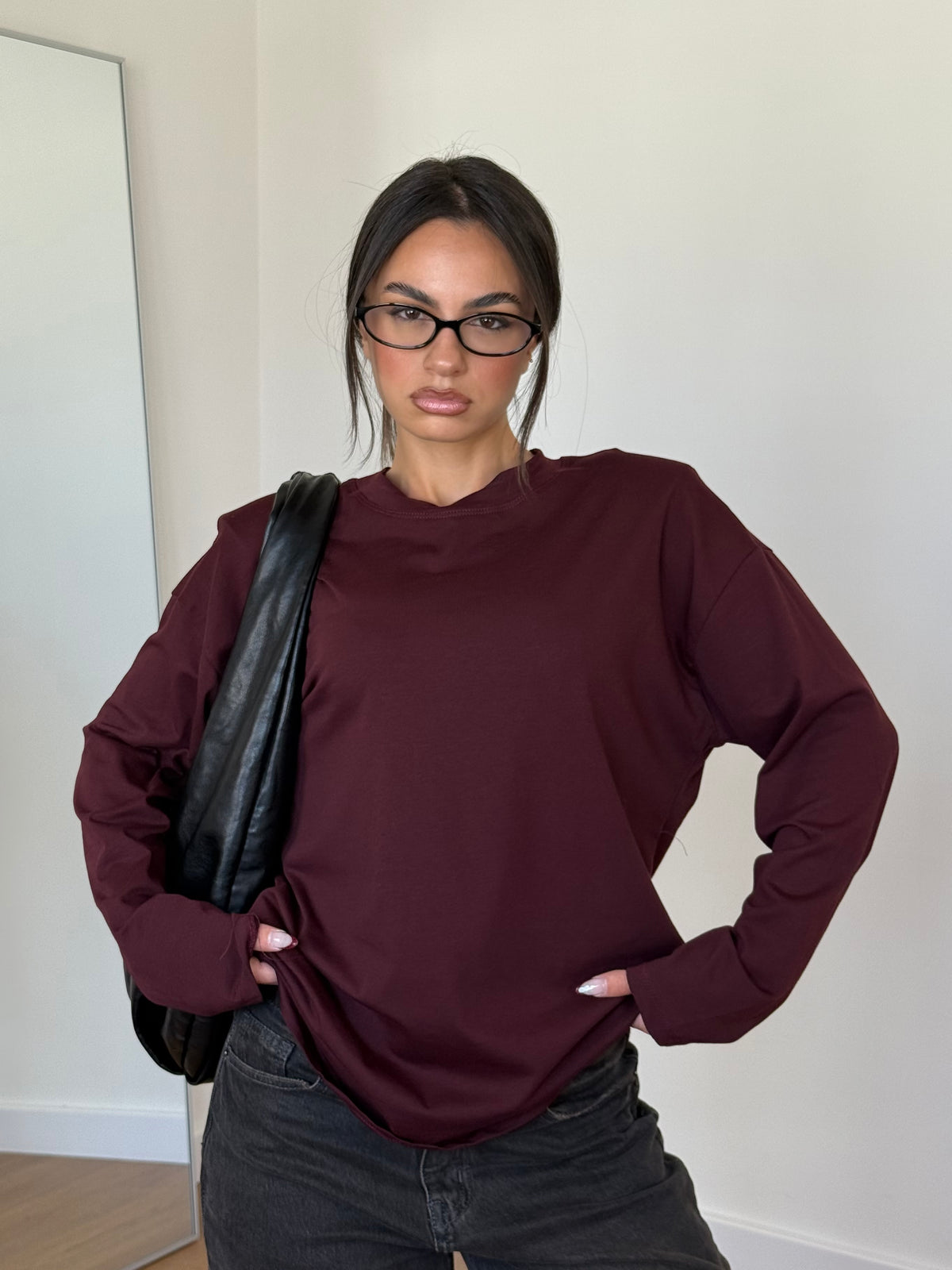 BASIC LONGSLEEVE SHIRT WINE