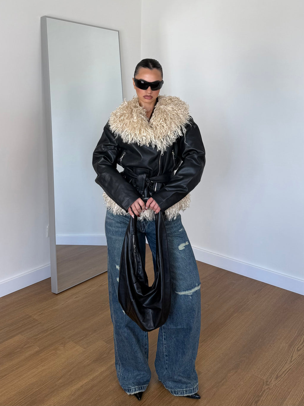 2000s FUR BIKER JACKET