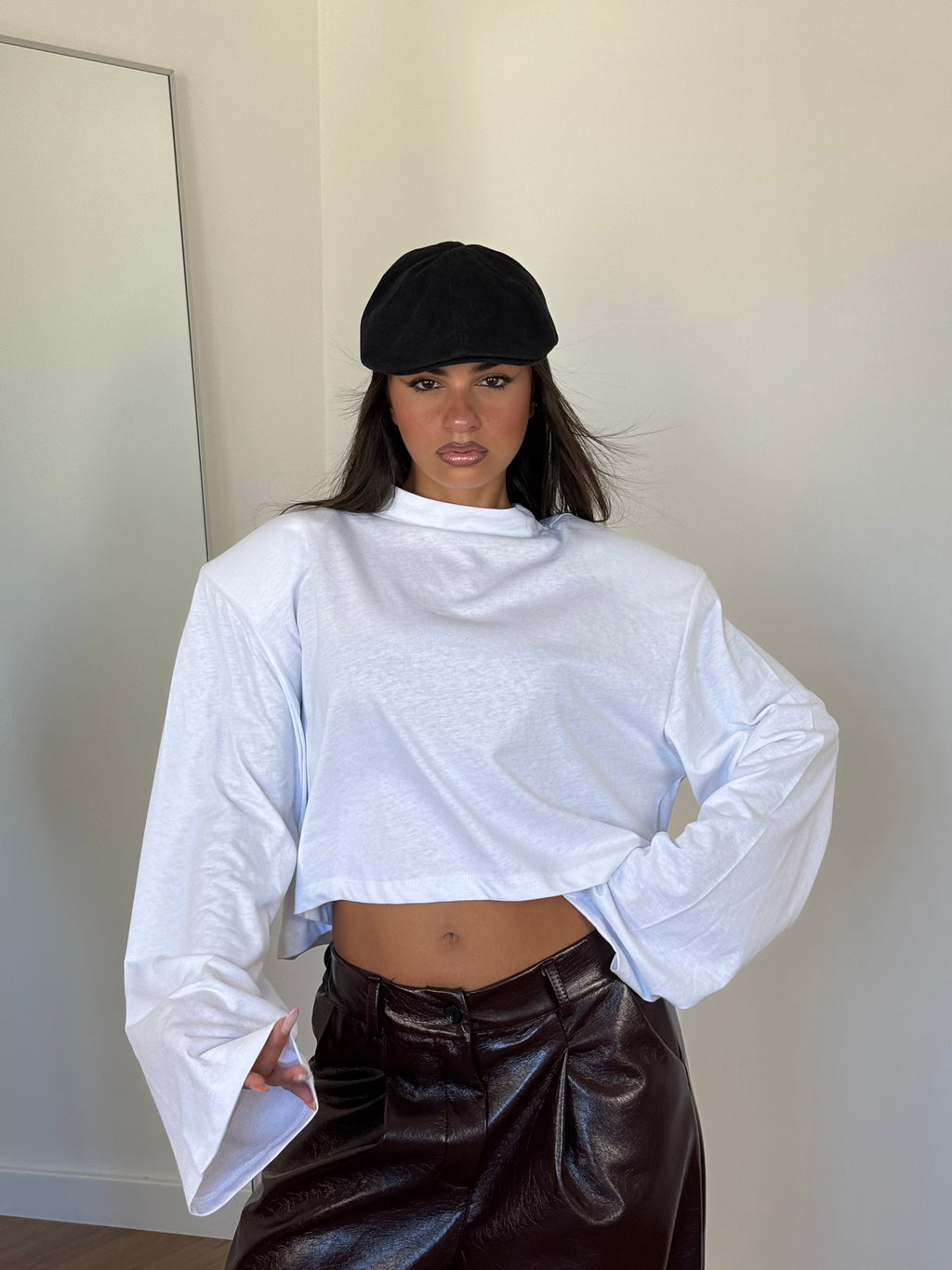 CROP LONGSLEEVE SHIRT WHITE