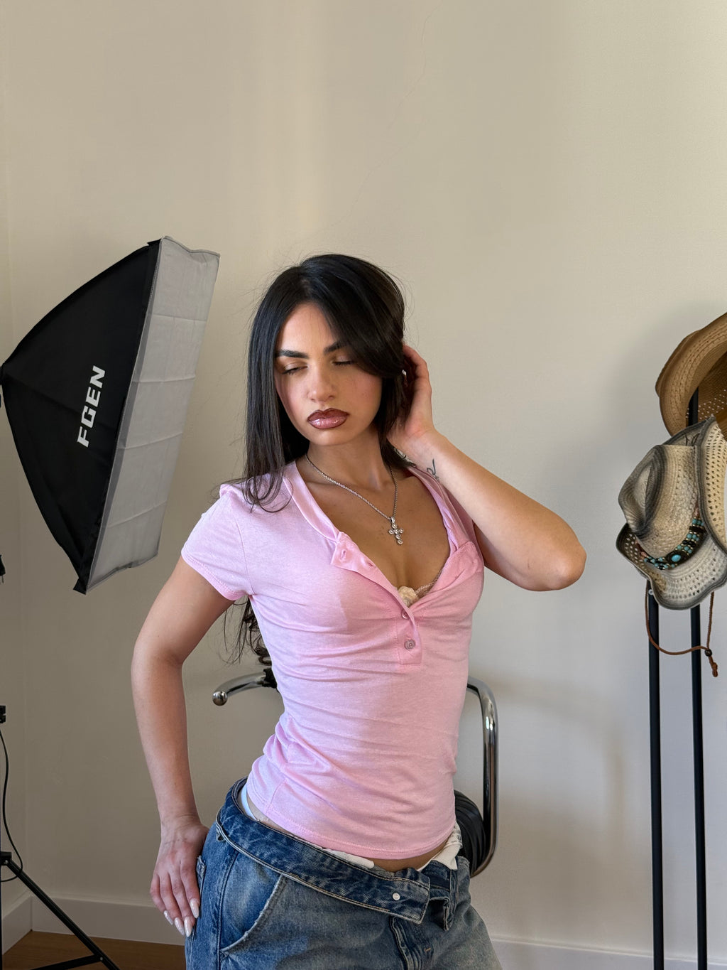 MAGLIA BUTTONS ROSA