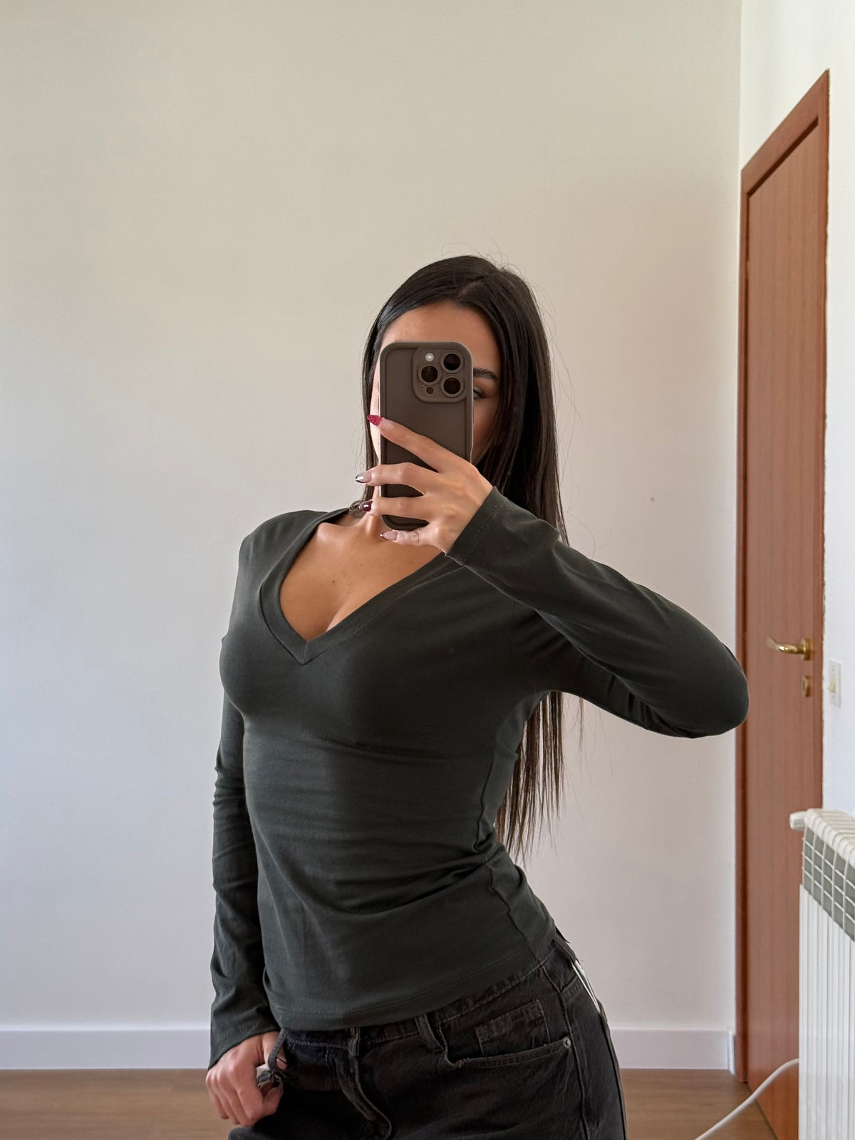 BASIC V LONGSLEEVE SHIRT GREEN