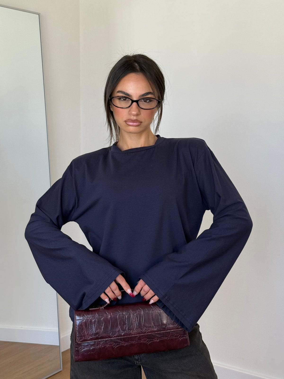 WIDE SLEEVE LONGSLEEVE SHIRT BLUE