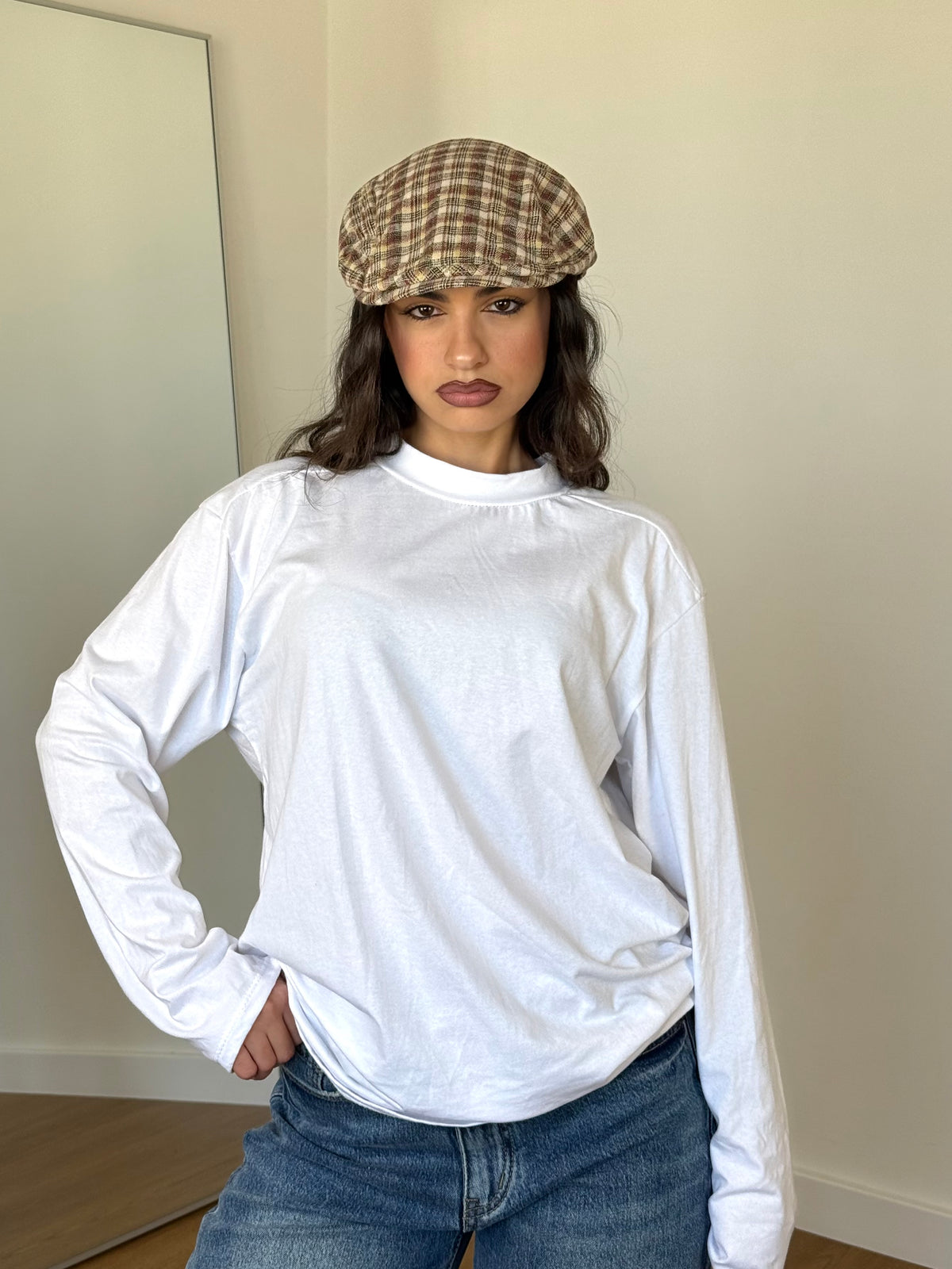 BASIC LONGSLEEVE MOCK-NECK SHIRT WHITE