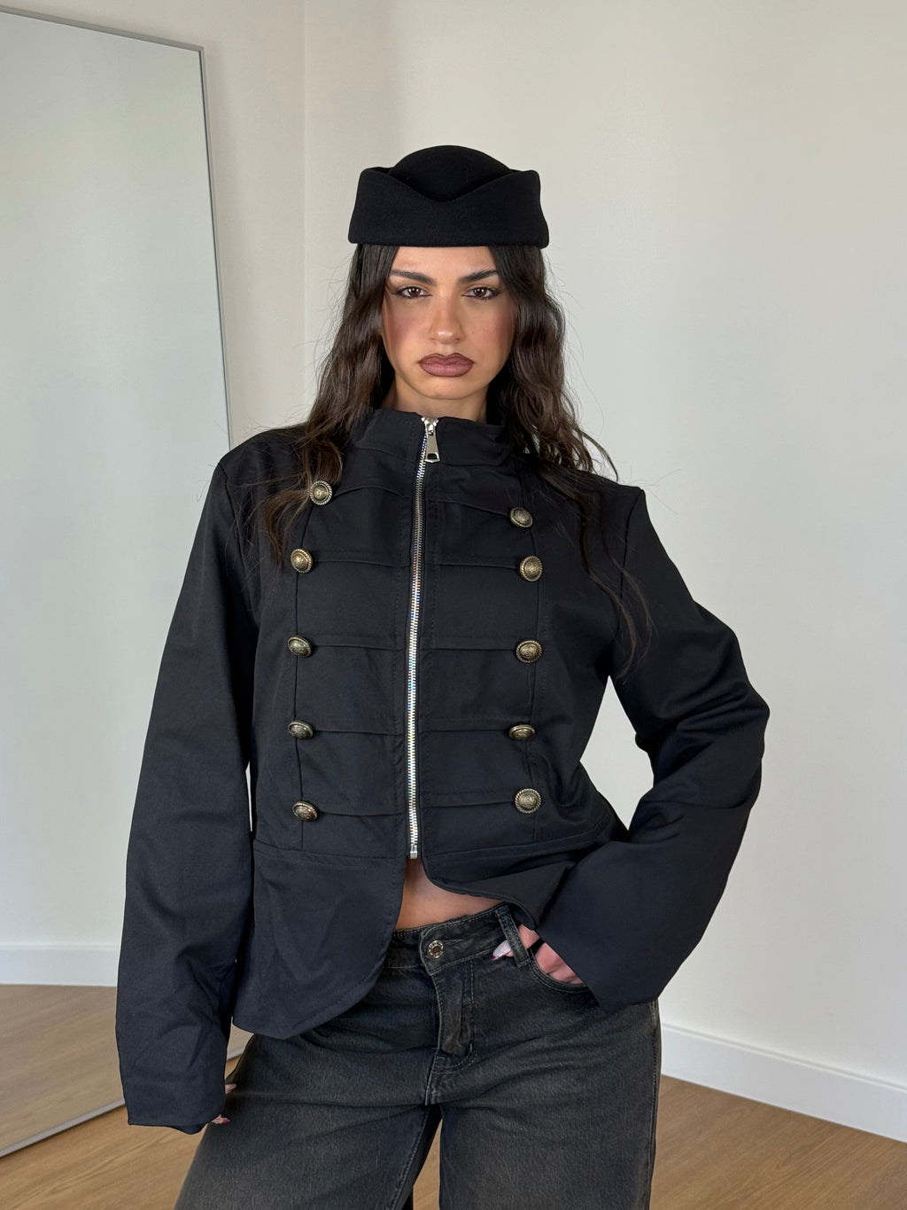 NAPOLEONIC-STYLE ZIP JACKET BLACK