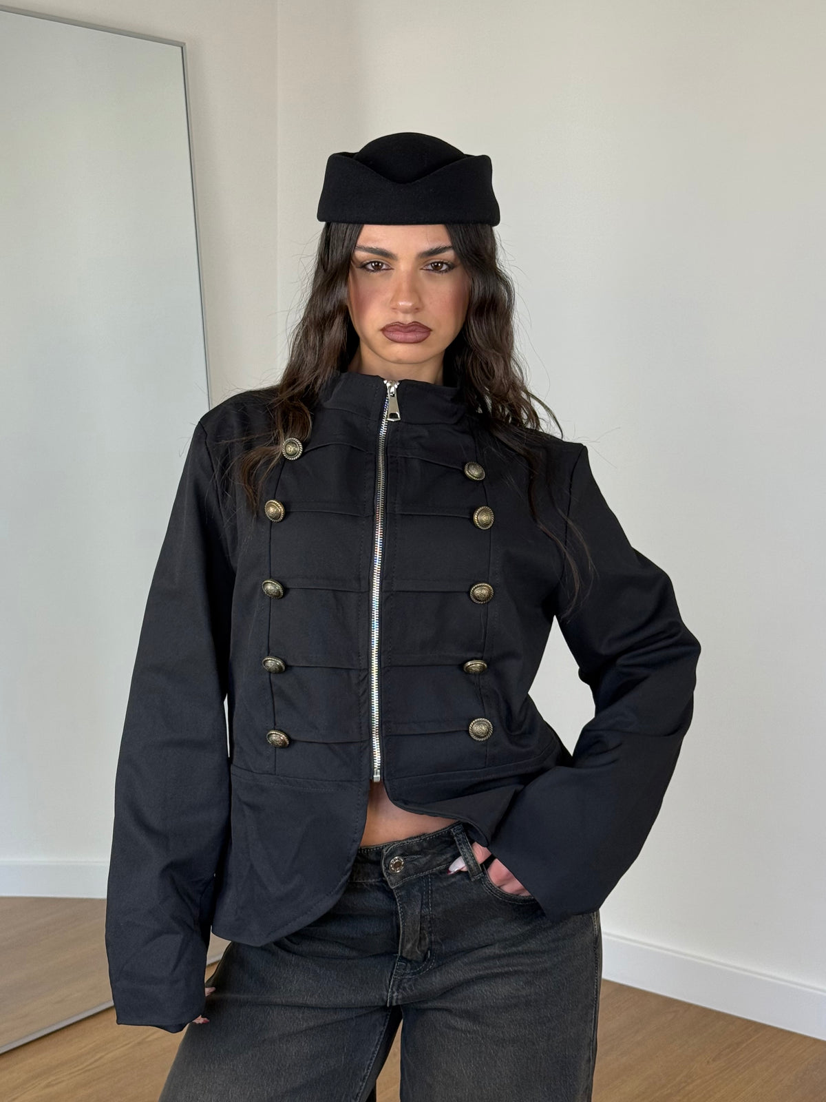 NAPOLEONIC-STYLE ZIP JACKET BLACK