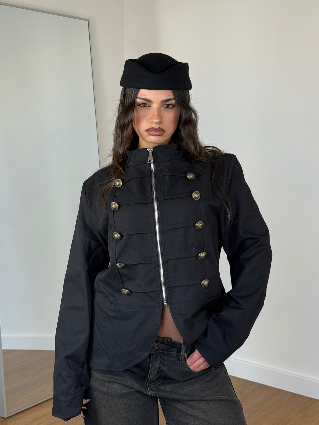 NAPOLEONIC-STYLE ZIP JACKET BLACK