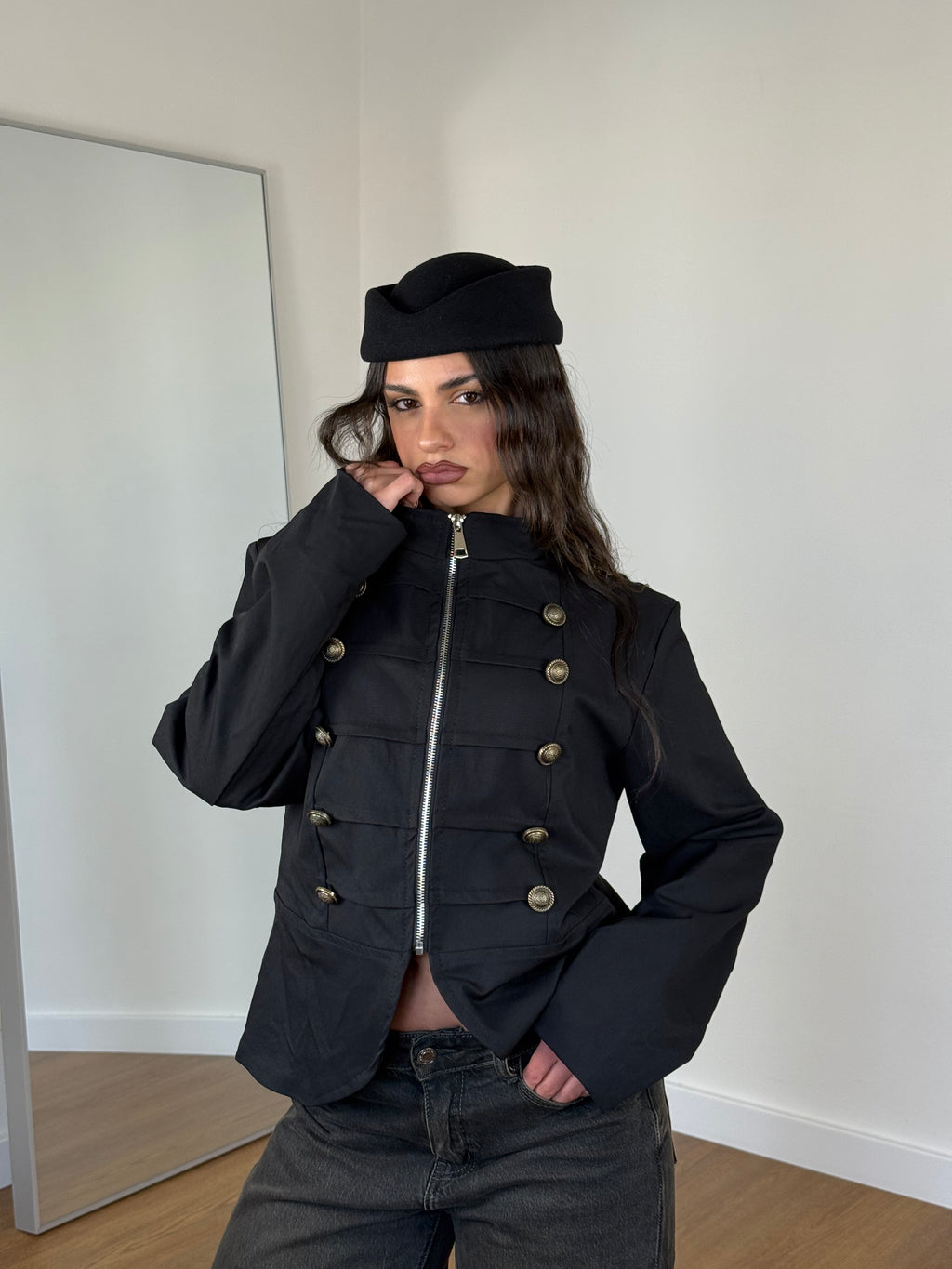 NAPOLEONIC-STYLE ZIP JACKET BLACK