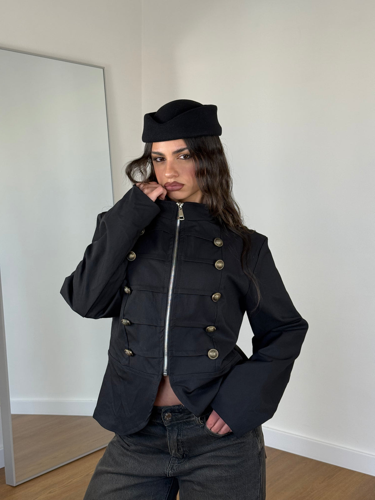 NAPOLEONIC-STYLE ZIP JACKET BLACK