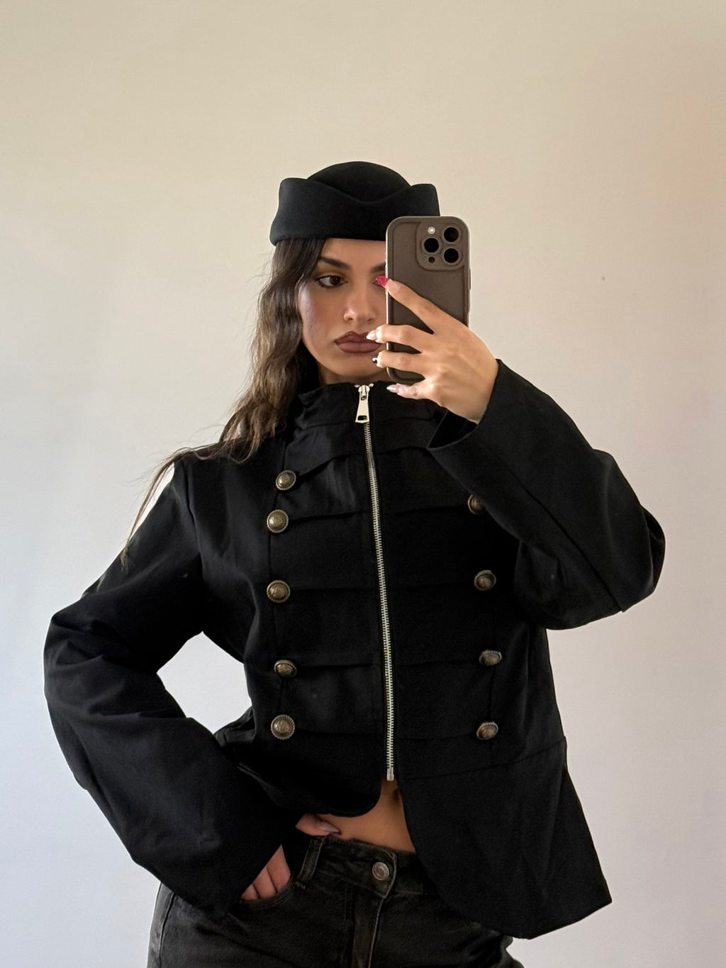 NAPOLEONIC-STYLE ZIP JACKET BLACK