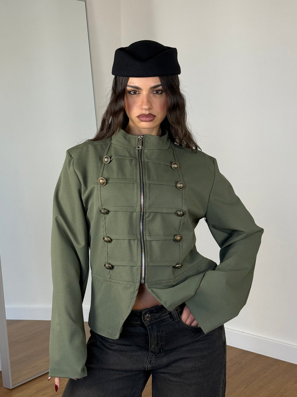 NAPOLEONIC-STYLE ZIP JACKET GREEN
