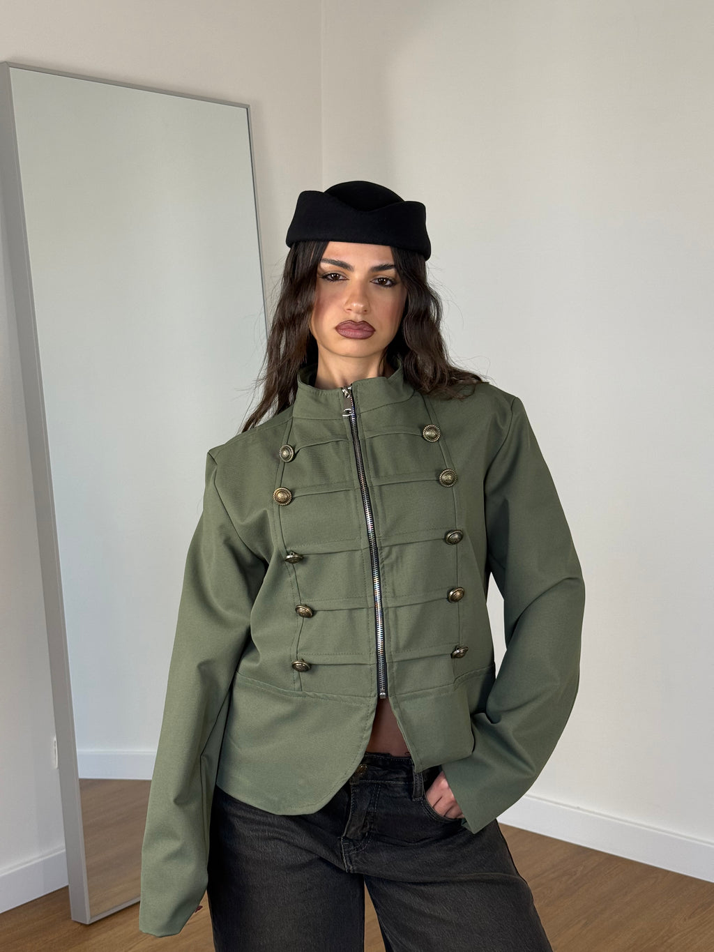 NAPOLEONIC-STYLE ZIP JACKET GREEN